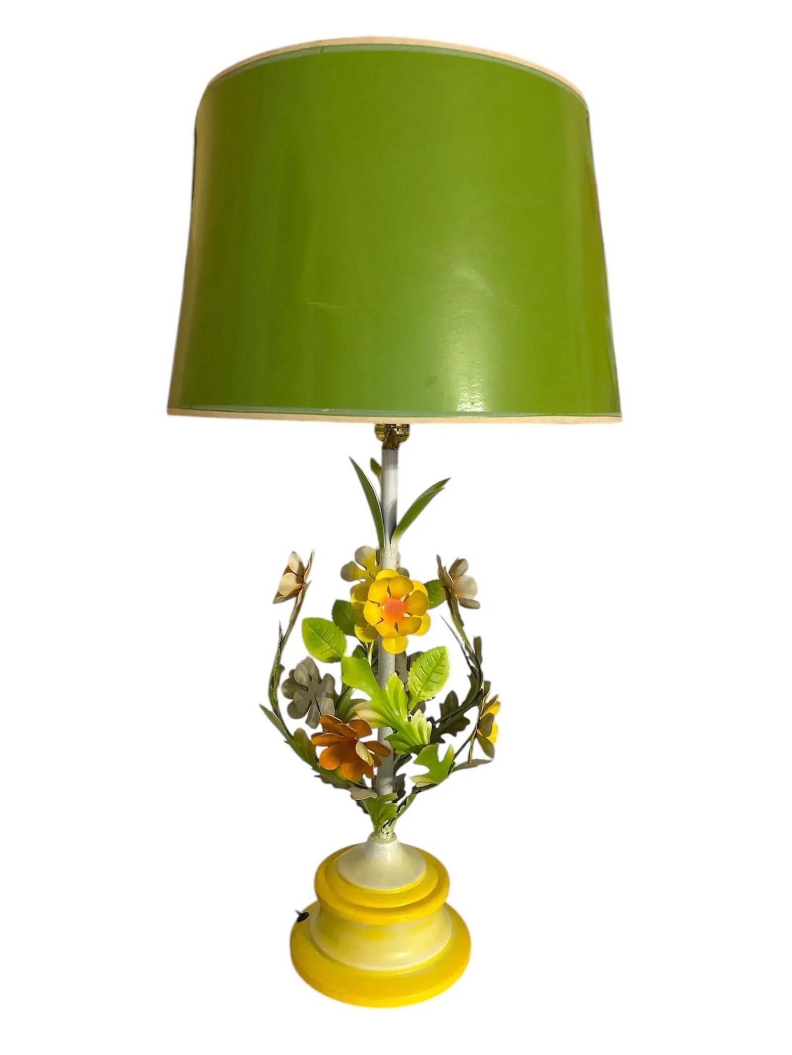 1960's Floral Tole Table Lamp - 2