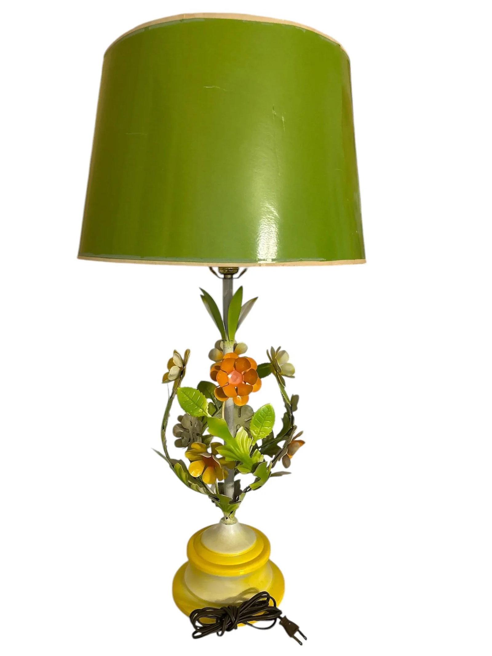 1960's Floral Tole Table Lamp - 4