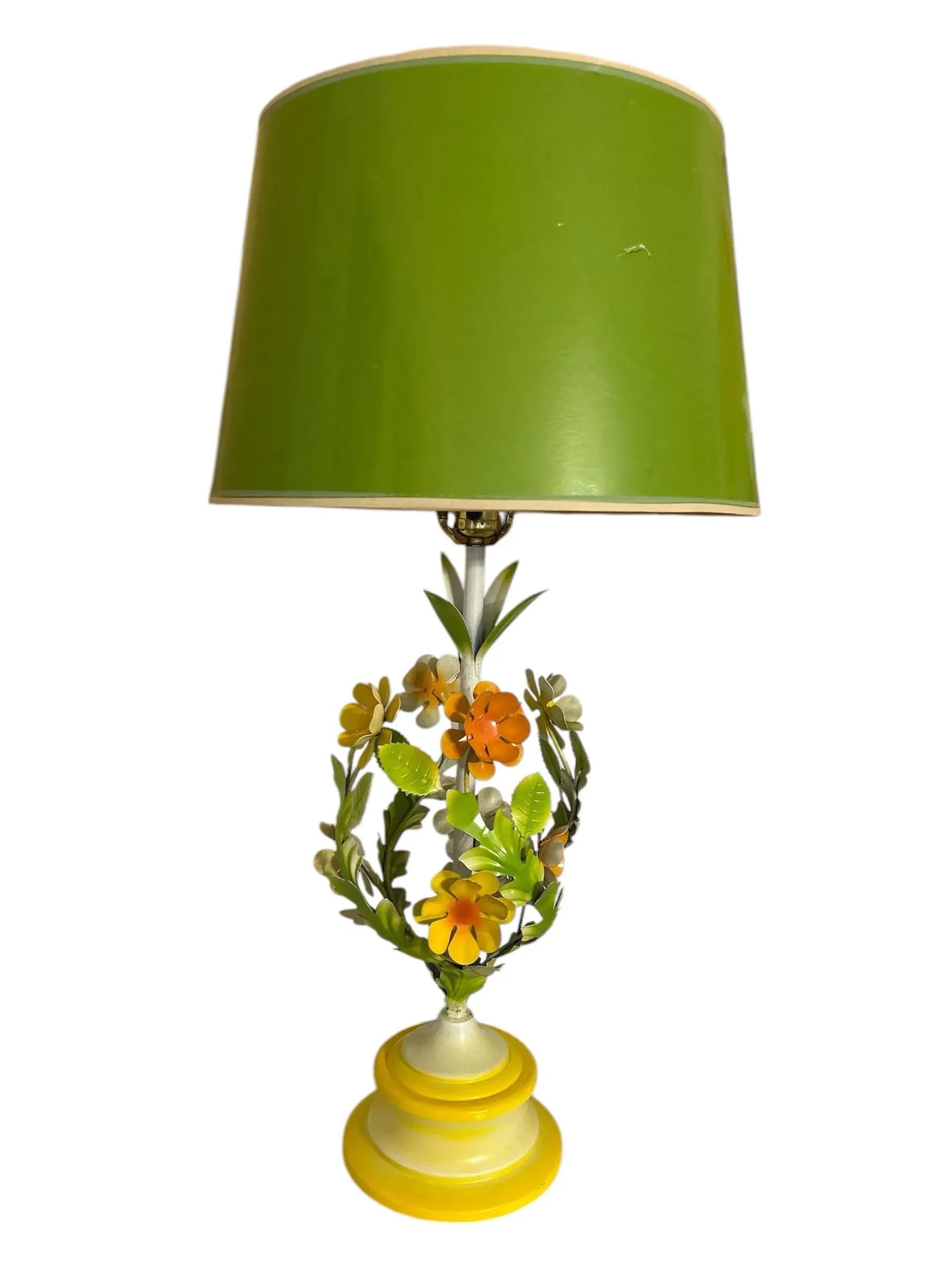 1960's Floral Tole Table Lamp - 7