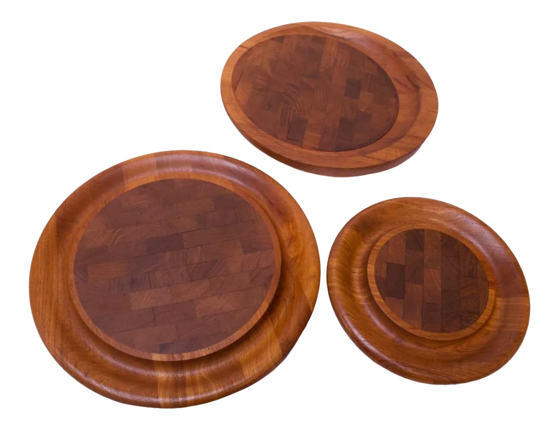 Set of Three Staved Teak Cutting Boards / Trays by Jens Quistgaard for Dansk (1 of 13)