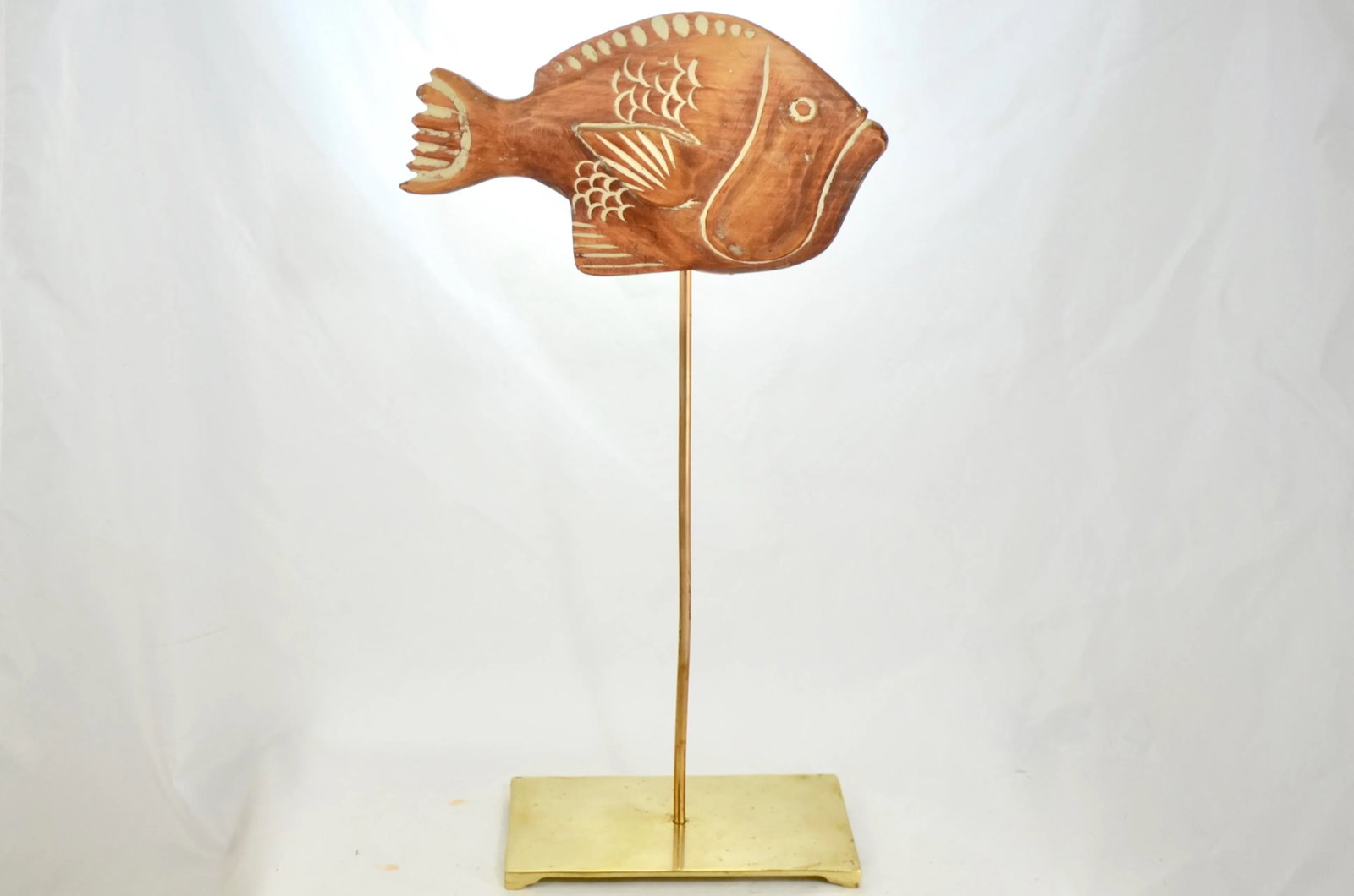Sarreid 8" Carved Wood Fish & Stand - 2