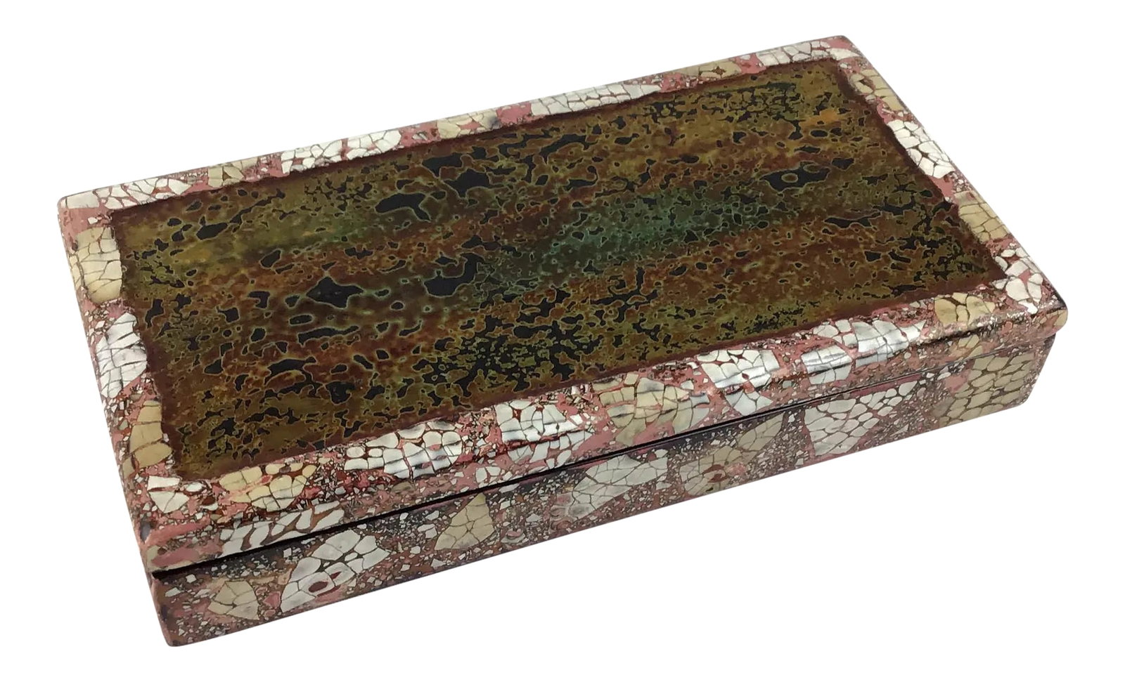 Vintage Artisan Lacquered Covered Box by Artex Saigon: Made by Artex Saigon for Maitland Smith, this beautiful box will turn heads. Artex Saigon has been producing very high quality lacquerware since the 70's. This box is from the 90's. Yes it has some