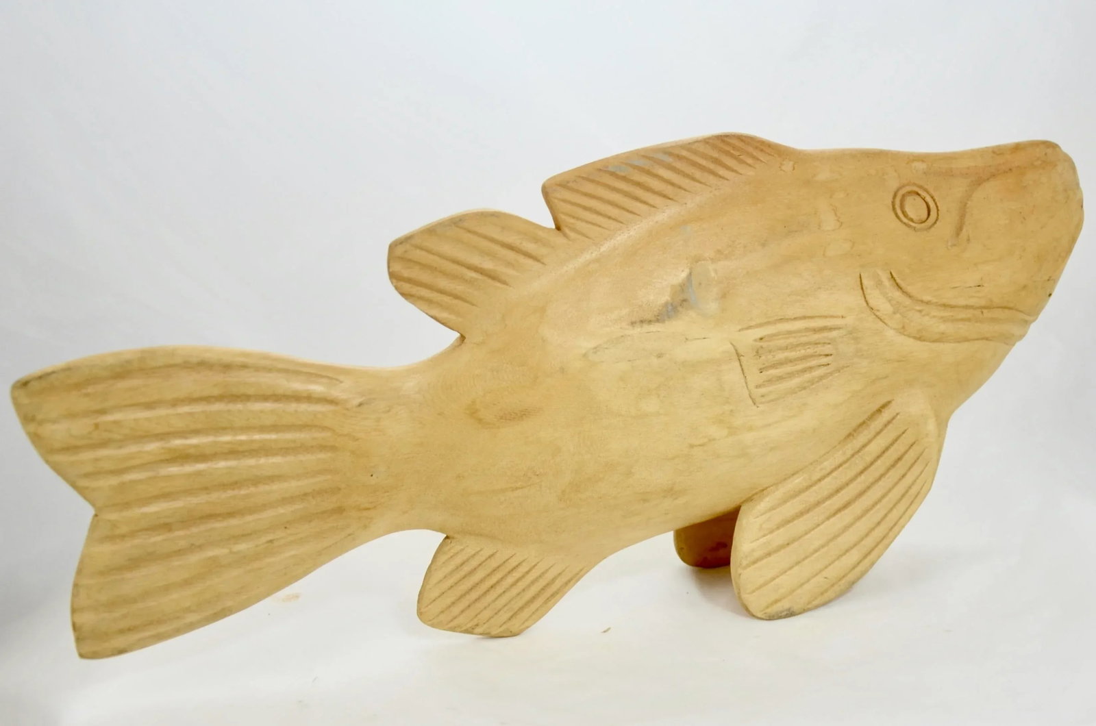 Artisan Carved Wood Fish Figurine - 2