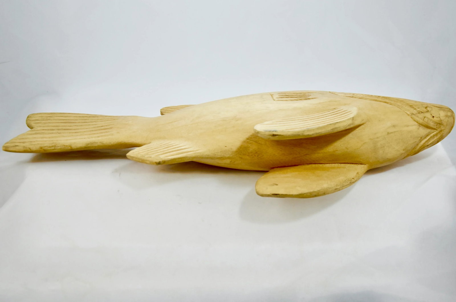 Artisan Carved Wood Fish Figurine - 7