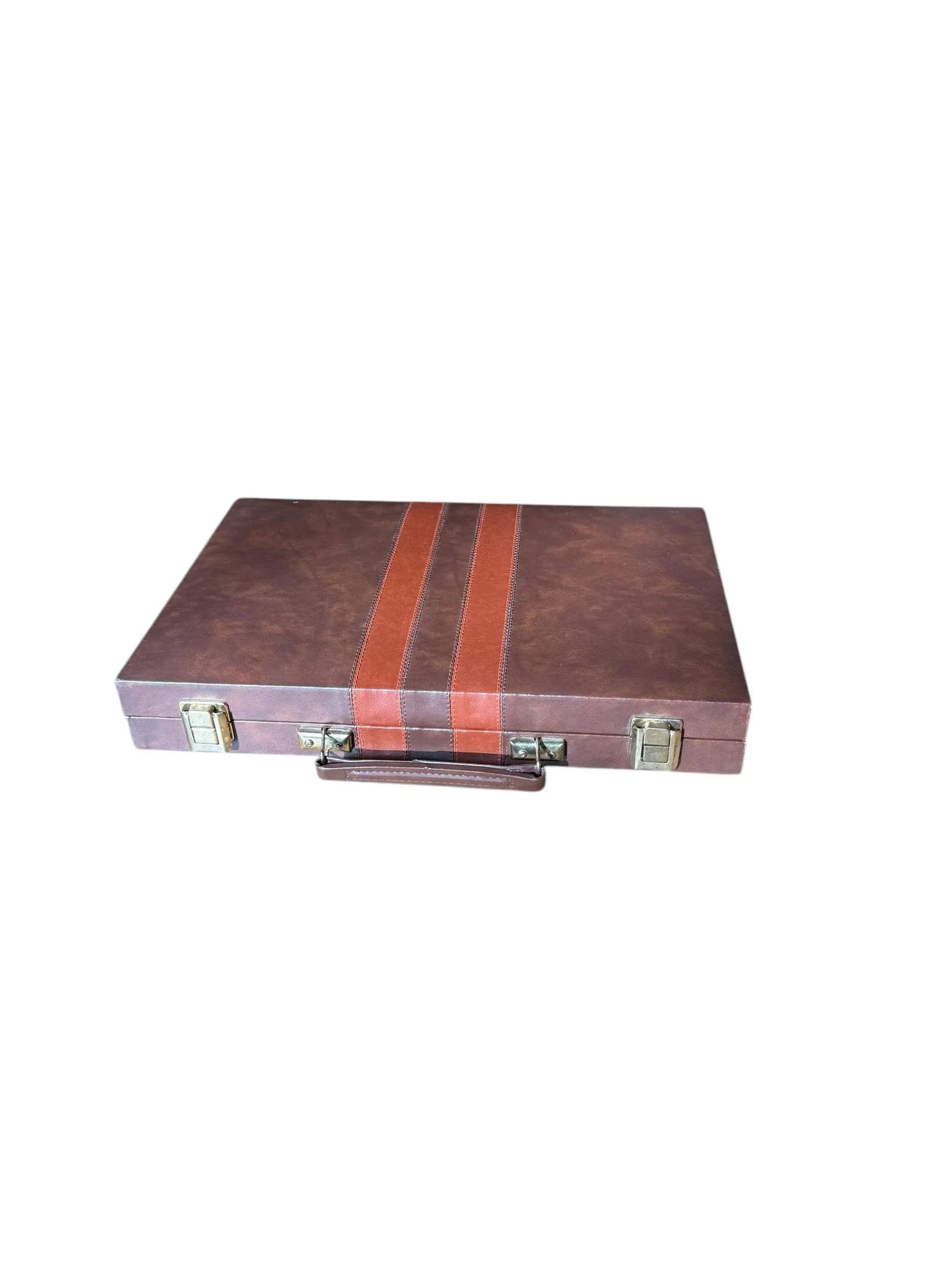 Backgammon Brown Leatherette Handled Case - 2