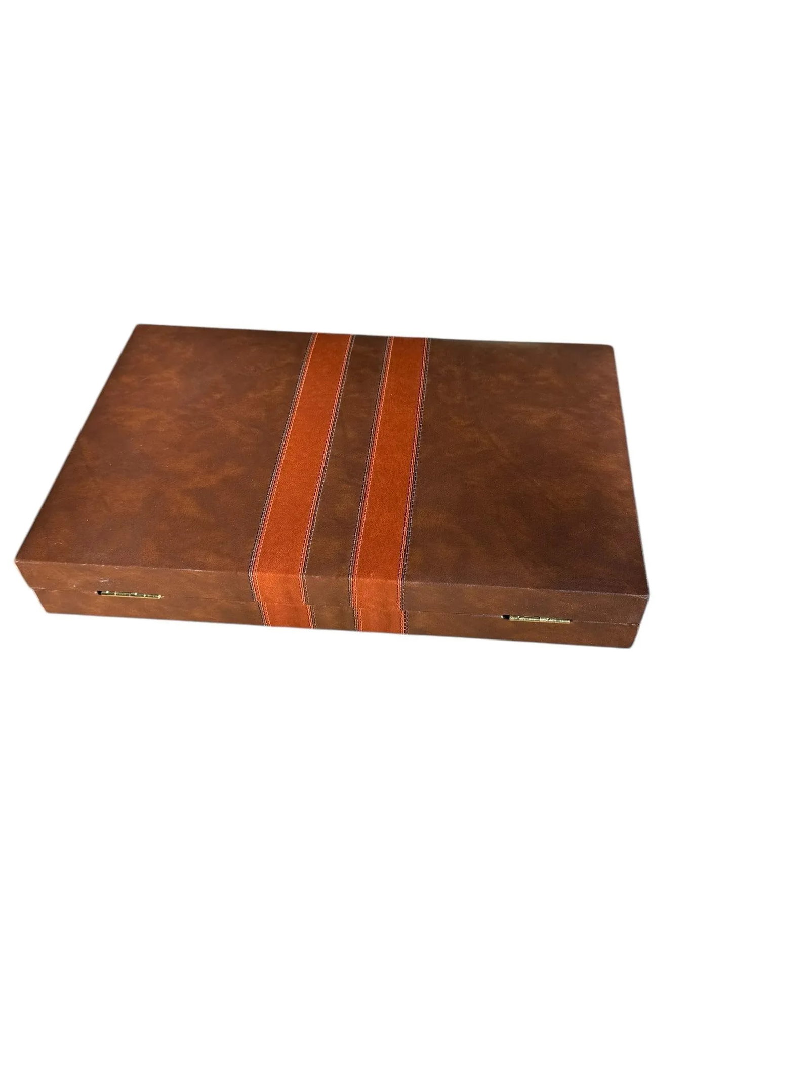 Backgammon Brown Leatherette Handled Case - 6