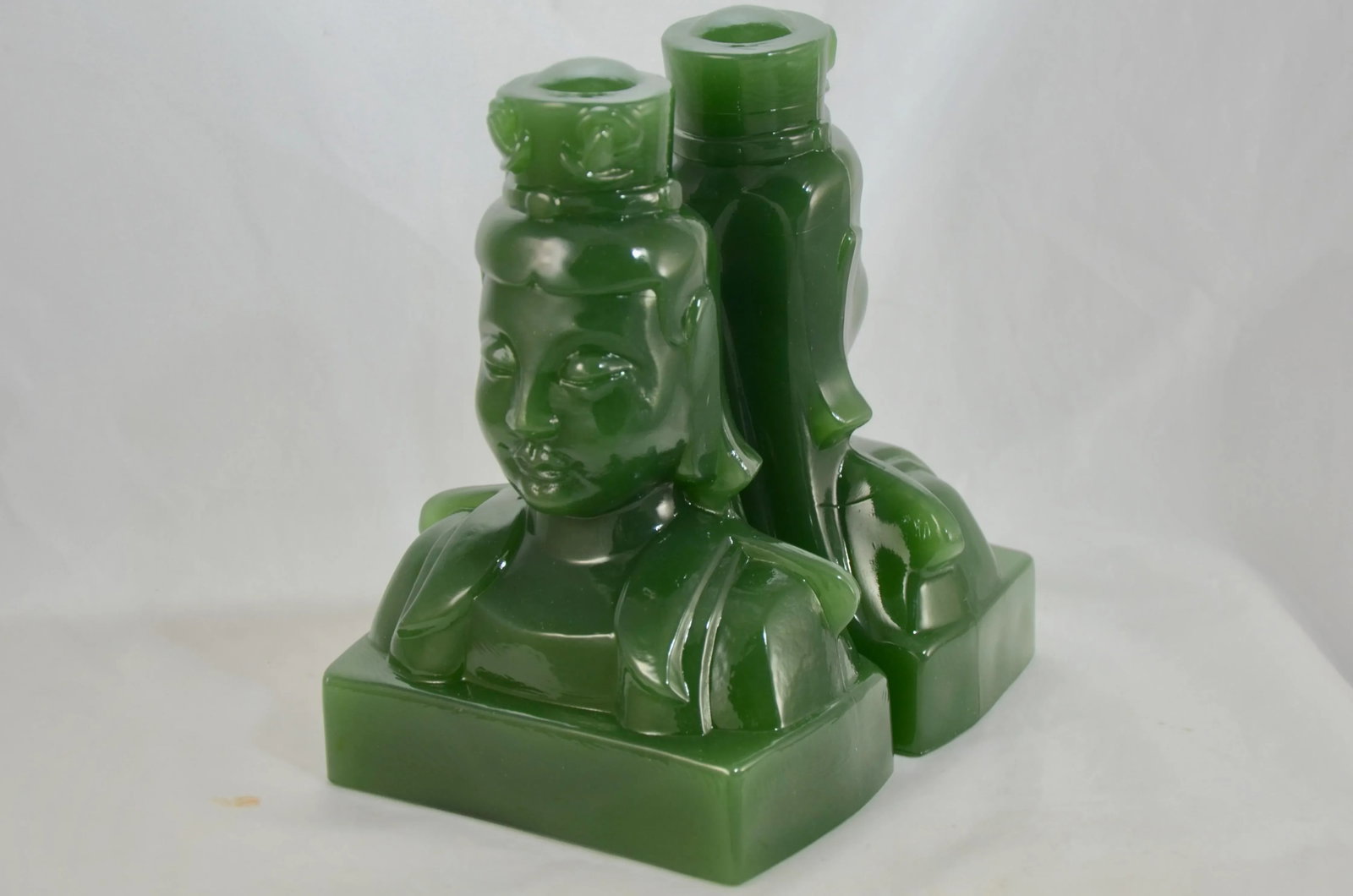 Mid 20th Century Jade Glass Imperial Bookends-a Pair - 2