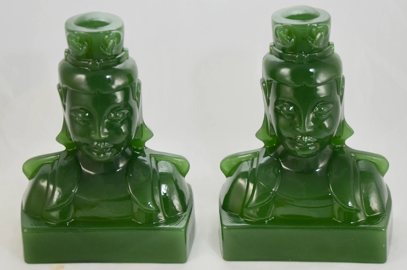 Mid 20th Century Jade Glass Imperial Bookends-a Pair - 8
