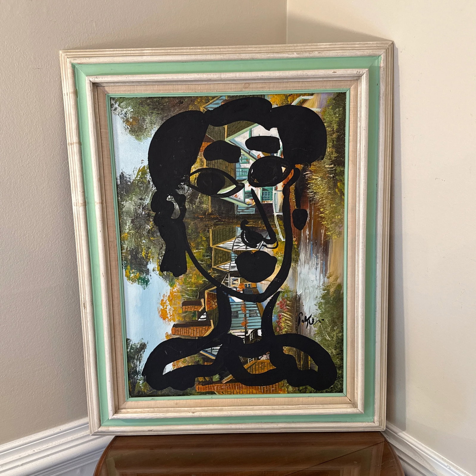 1970s Vintage Abstract Portraiture, Painting by Peter Robert Keil, Framed - 2