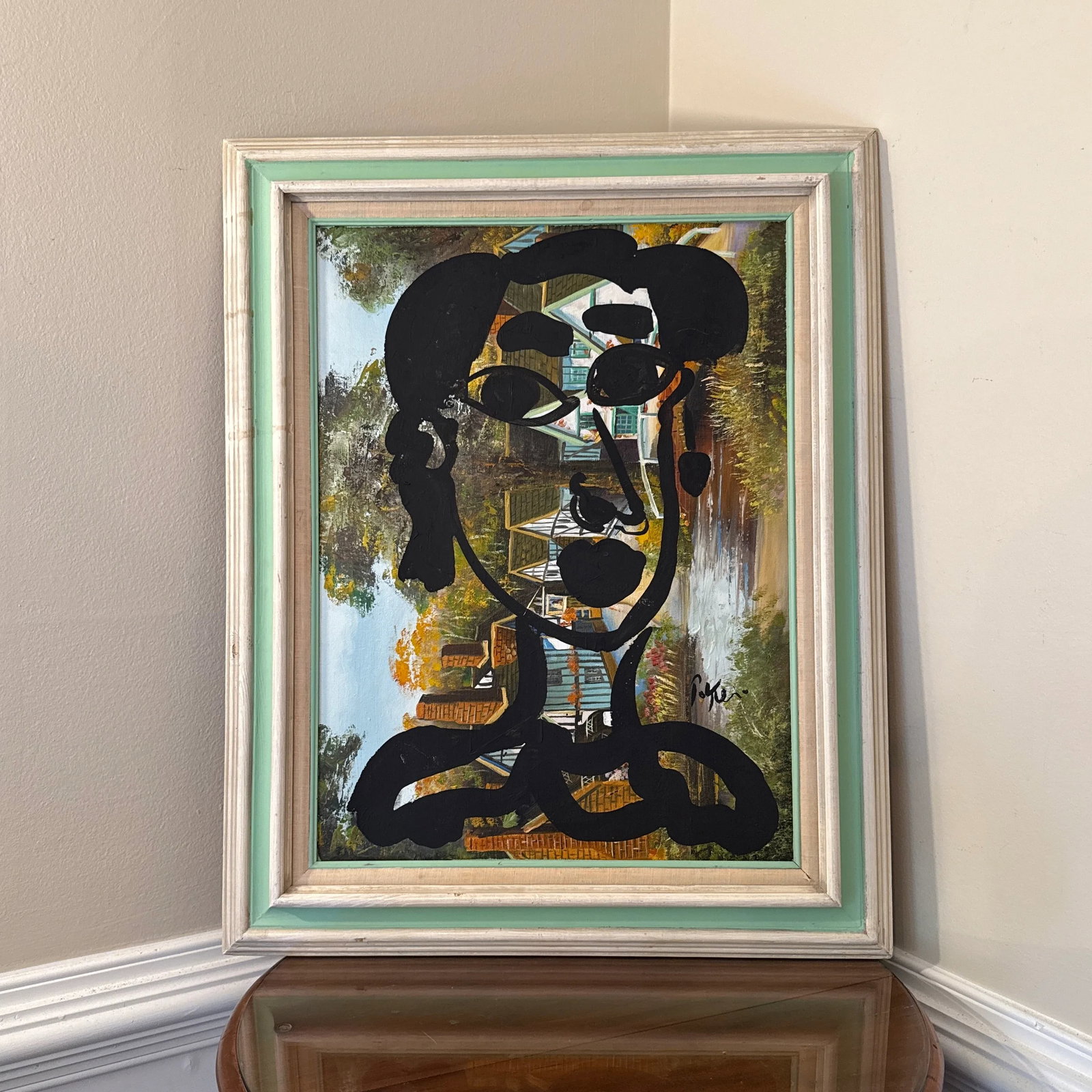 1970s Vintage Abstract Portraiture, Painting by Peter Robert Keil, Framed - 3