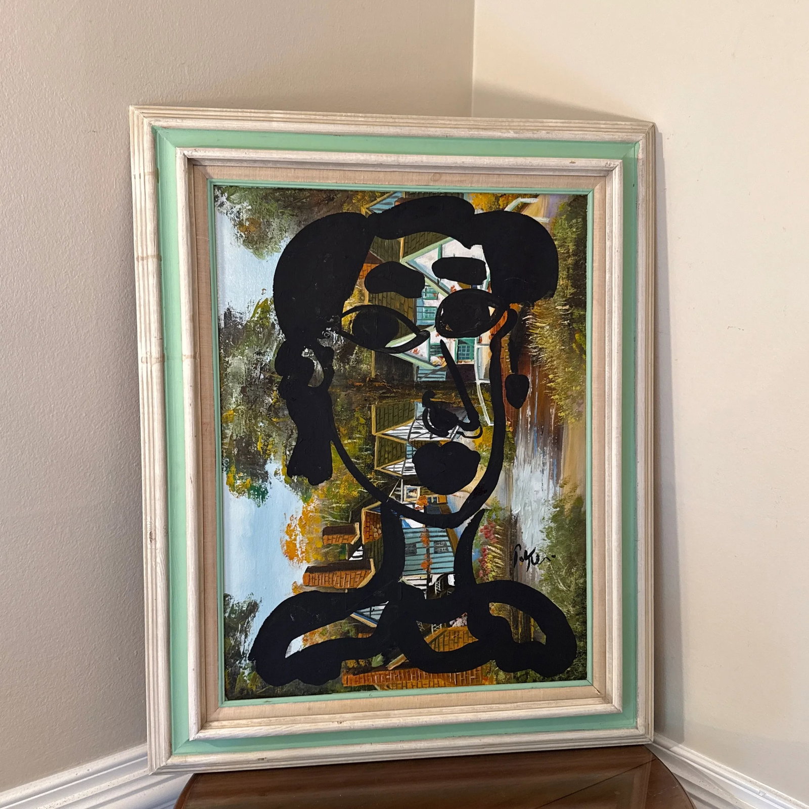 1970s Vintage Abstract Portraiture, Painting by Peter Robert Keil, Framed - 5