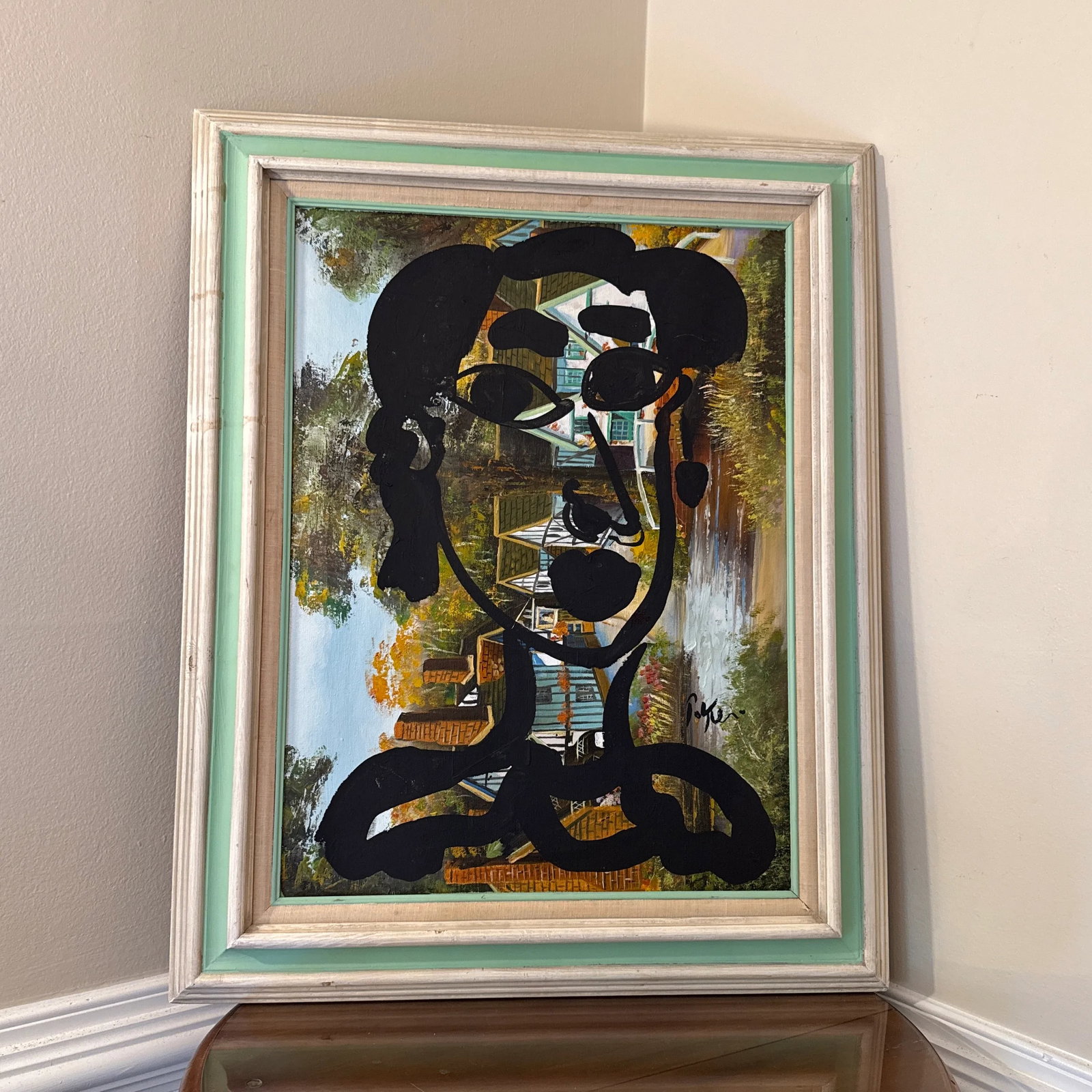 1970s Vintage Abstract Portraiture, Painting by Peter Robert Keil, Framed - 6