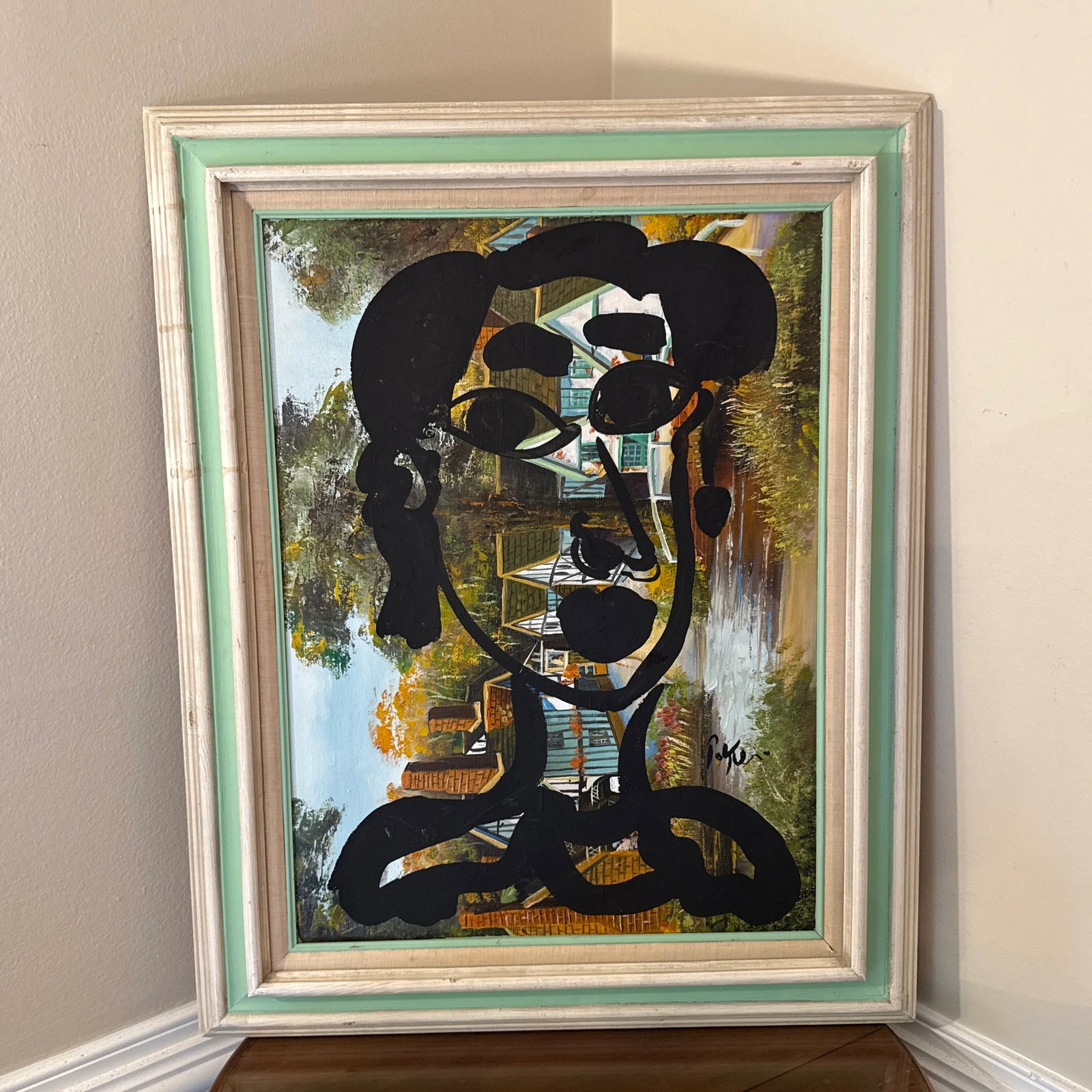1970s Vintage Abstract Portraiture, Painting by Peter Robert Keil, Framed - 8