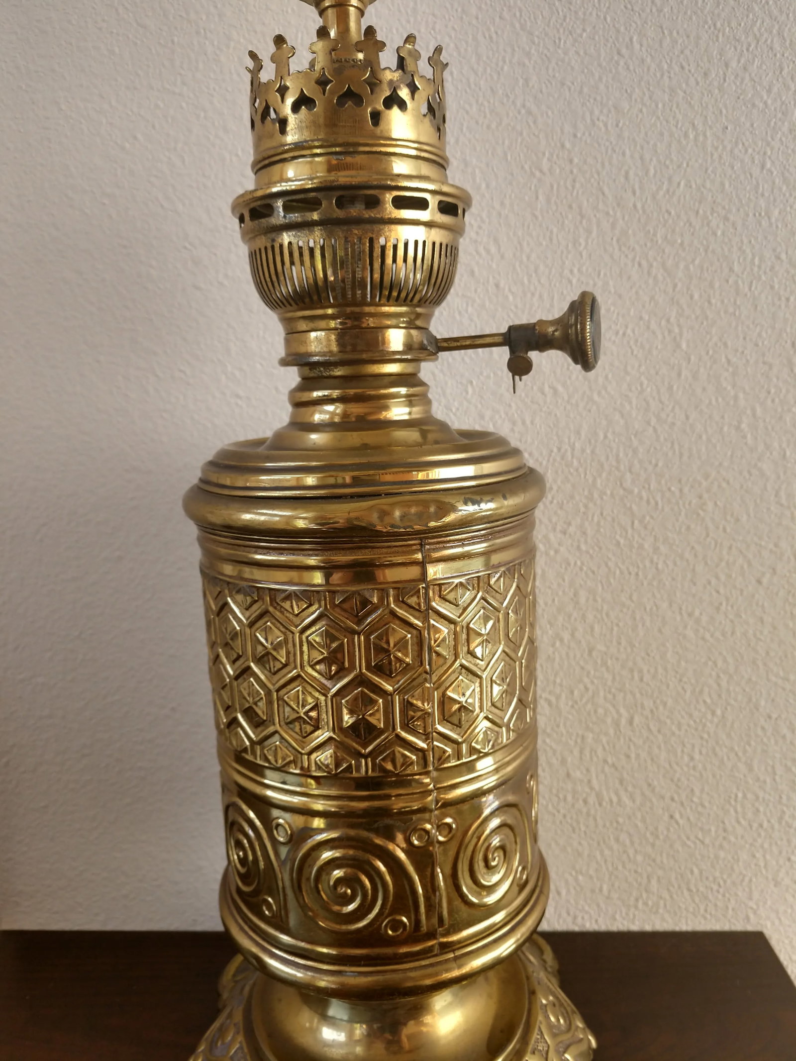 Vintage European Brass Electrified Oil Lantern - 3
