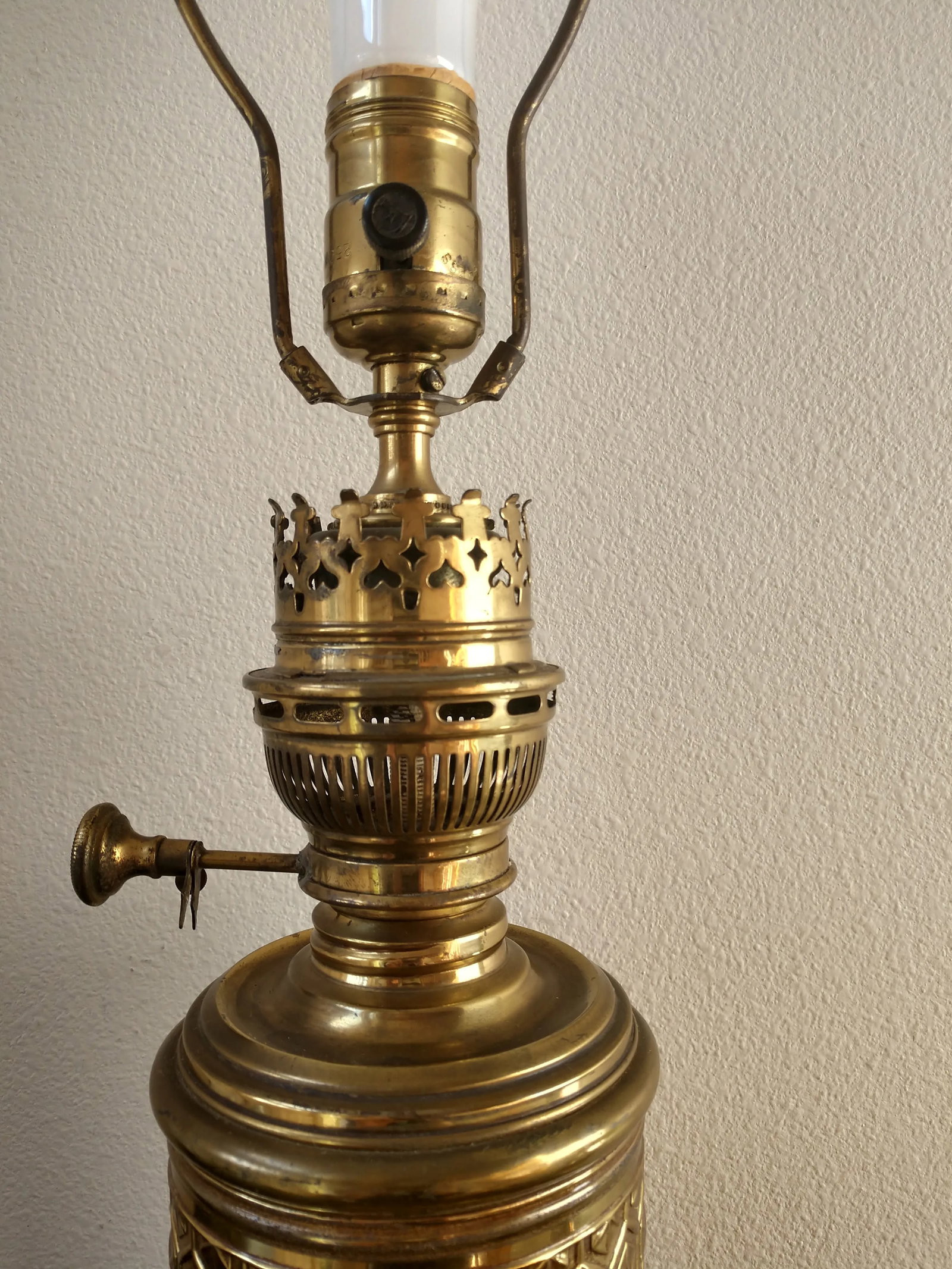 Vintage European Brass Electrified Oil Lantern - 4