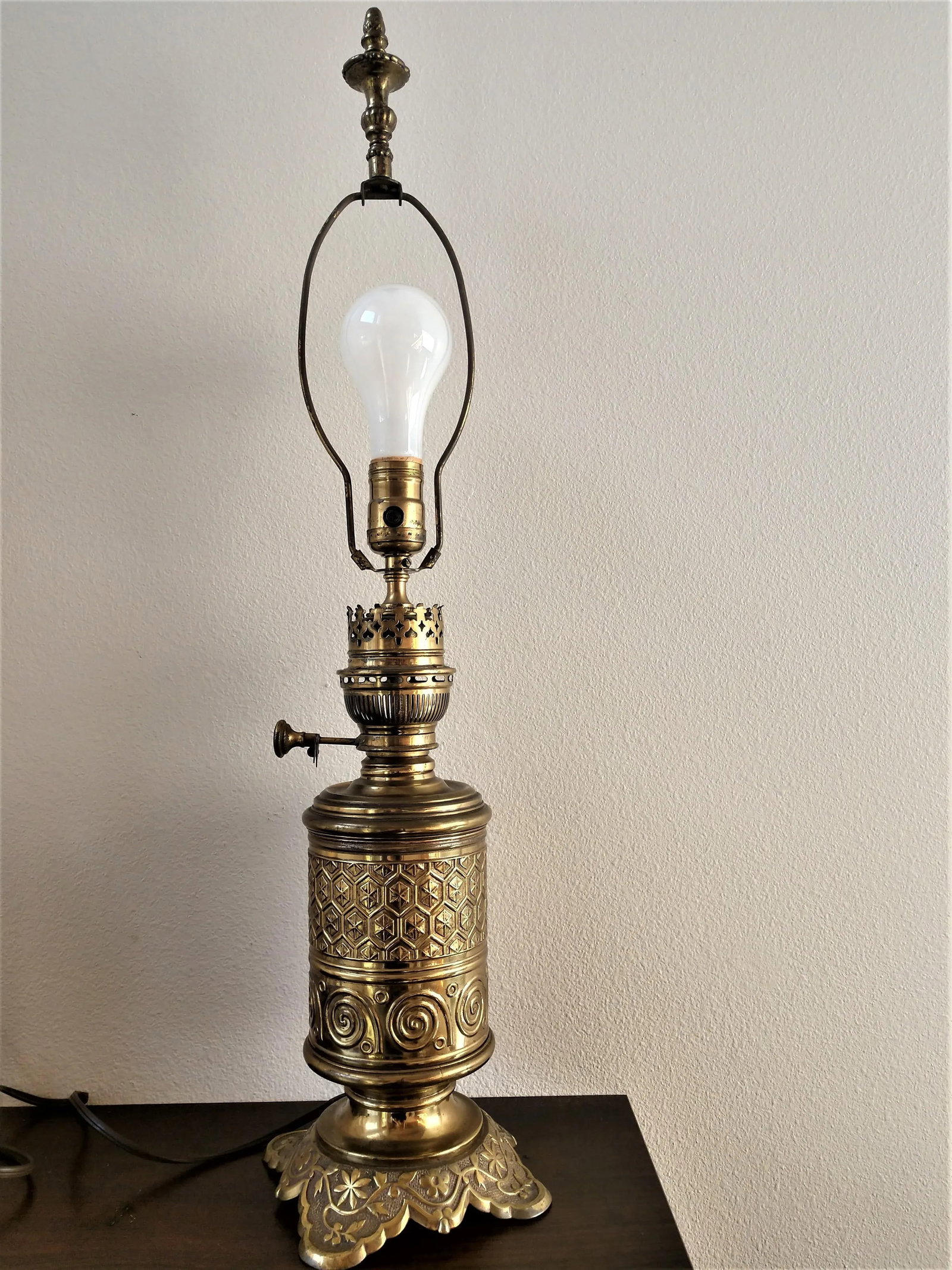 Vintage European Brass Electrified Oil Lantern - 7