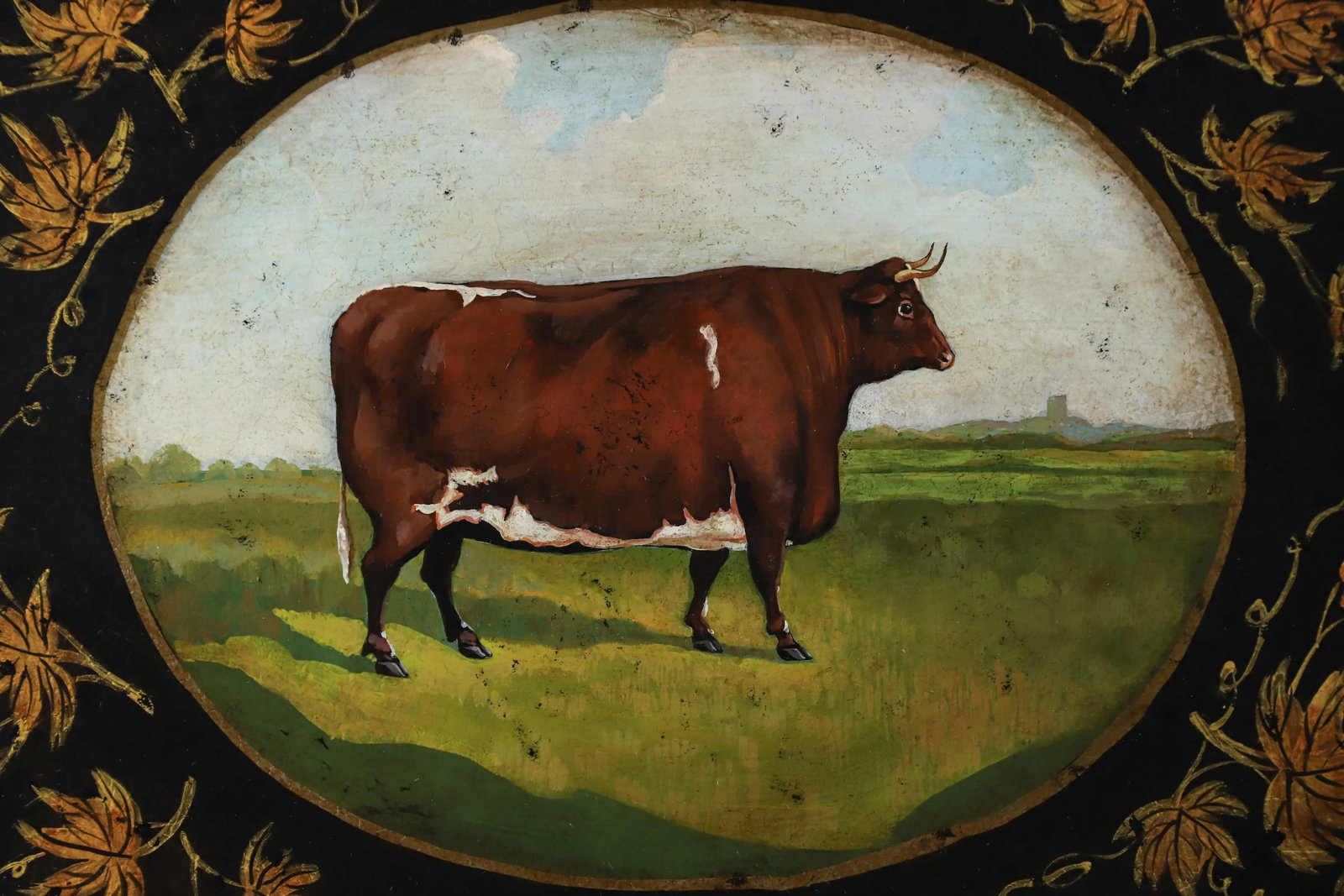 Vintage Farm Animal Tray Depicting Rural Cow/Tray - 2