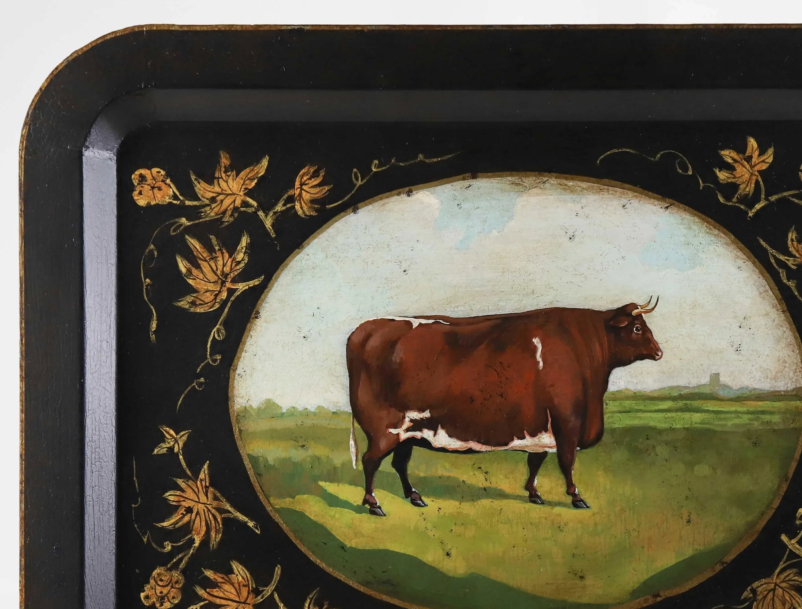 Vintage Farm Animal Tray Depicting Rural Cow/Tray - 5