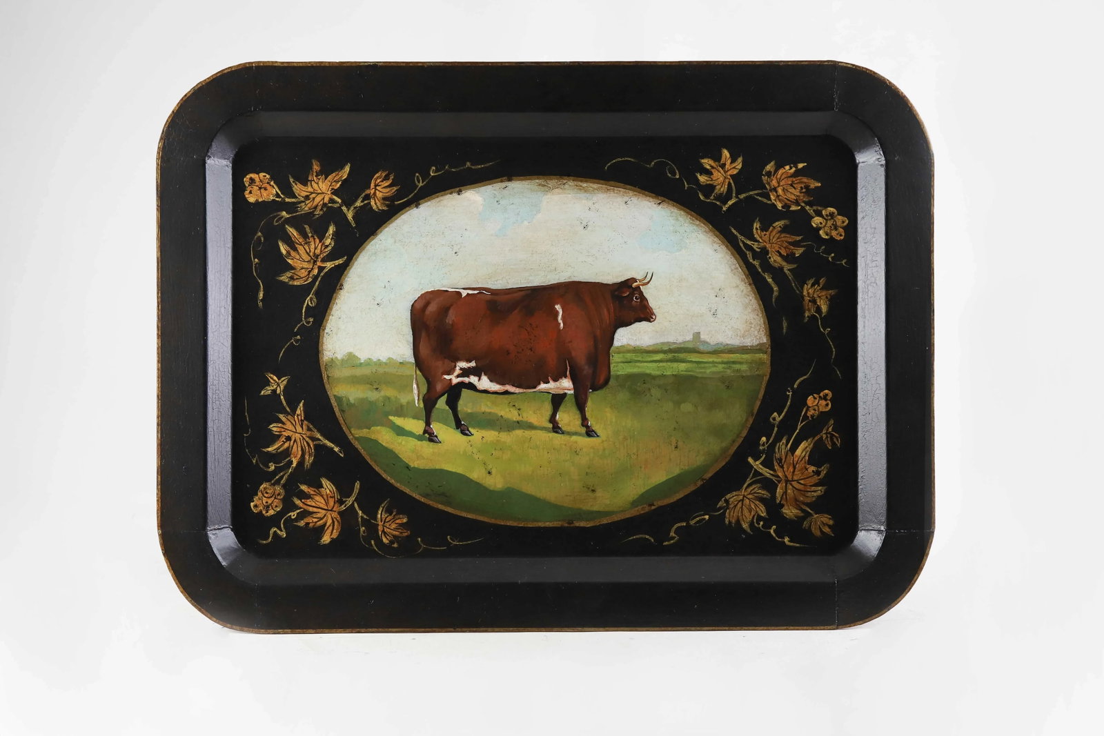 Vintage Farm Animal Tray Depicting Rural Cow/Tray - 8