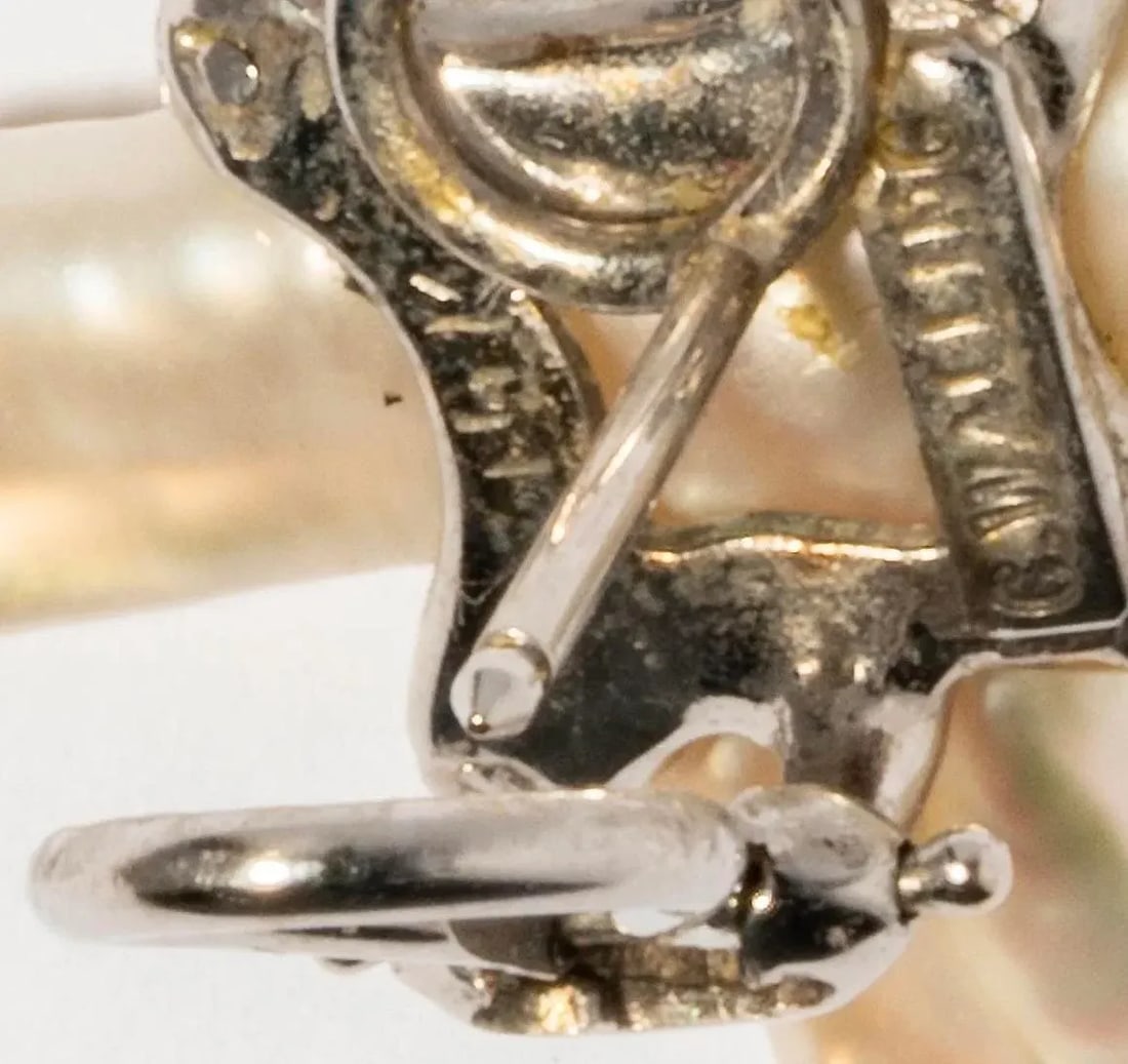 Pair of 1990s Christopher Walling Pearl and Diamond Earrings - 5