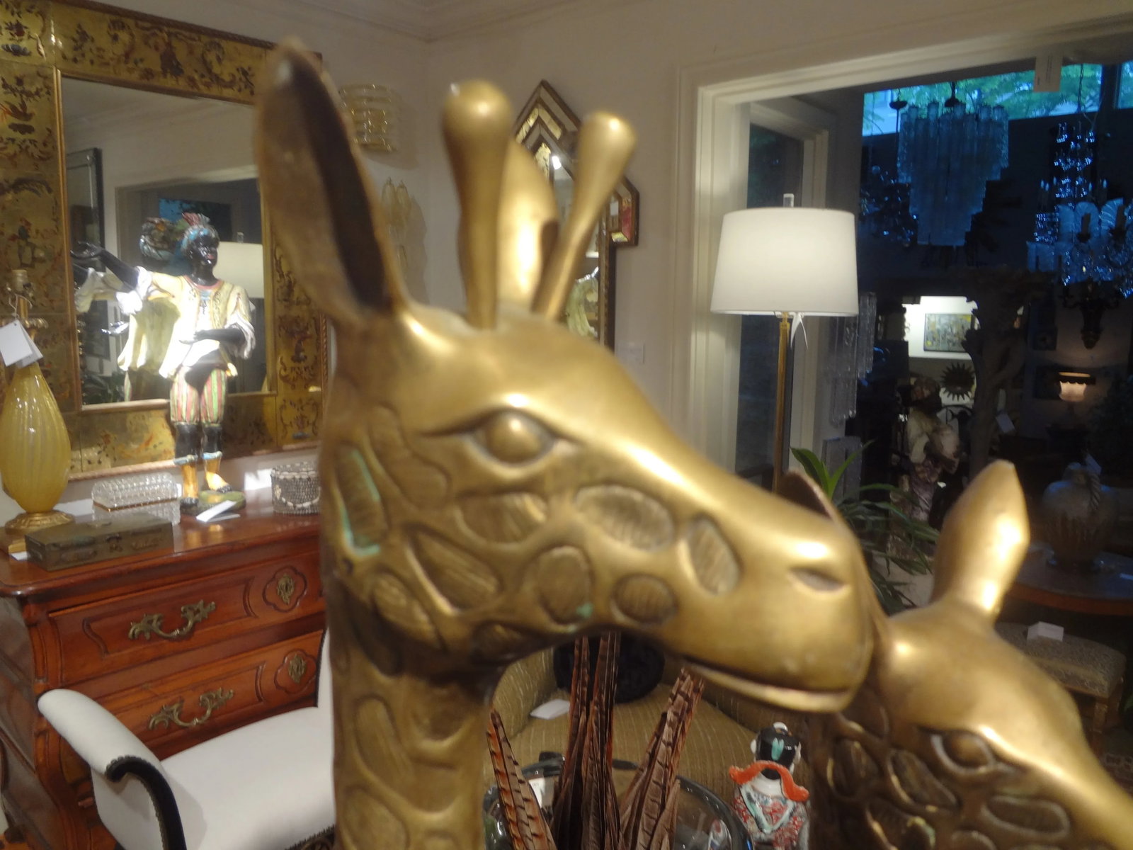 1960s Hollywood Regency Brass Giraffes- a Pair - 4