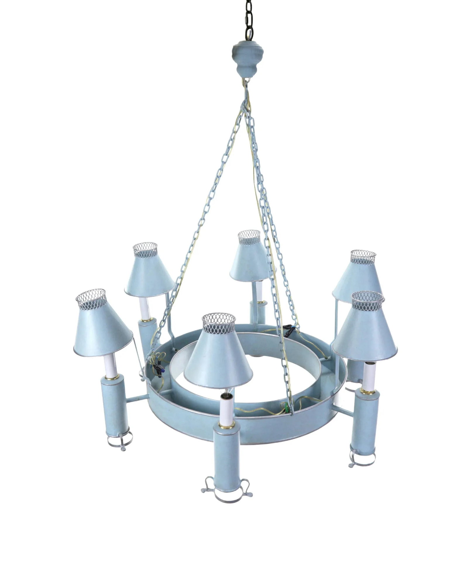 Handmade Iron Classic Ring Light Blue Silver-Plated Edge Six-Light Chandelier - 2