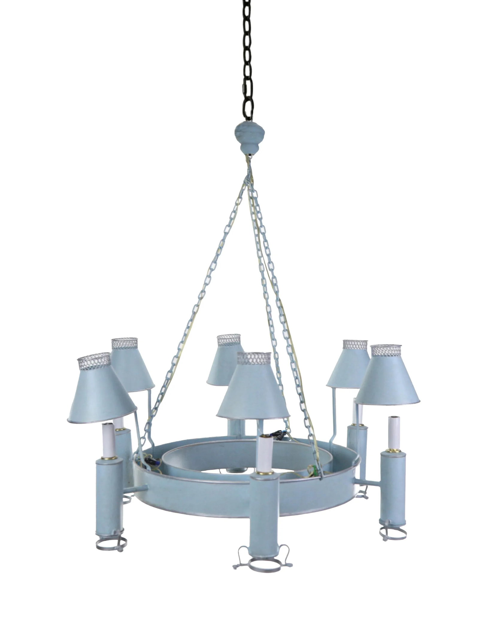 Handmade Iron Classic Ring Light Blue Silver-Plated Edge Six-Light Chandelier - 3