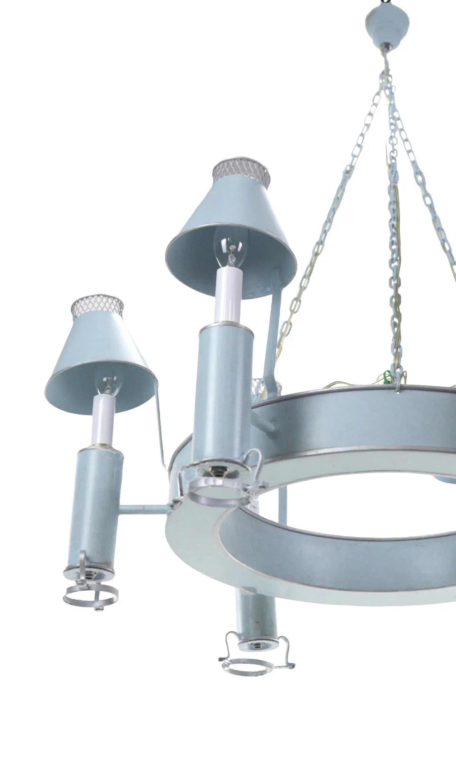 Handmade Iron Classic Ring Light Blue Silver-Plated Edge Six-Light Chandelier - 4