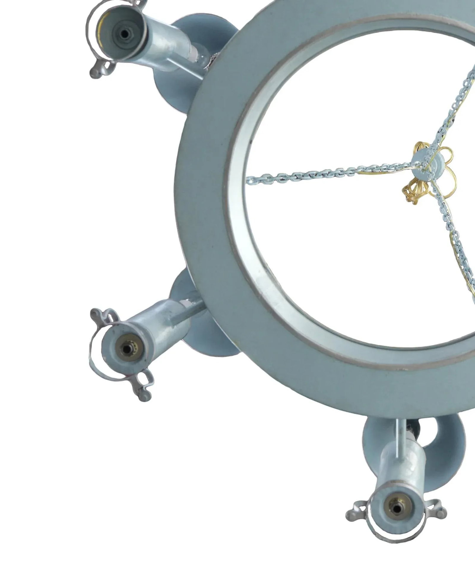 Handmade Iron Classic Ring Light Blue Silver-Plated Edge Six-Light Chandelier - 6
