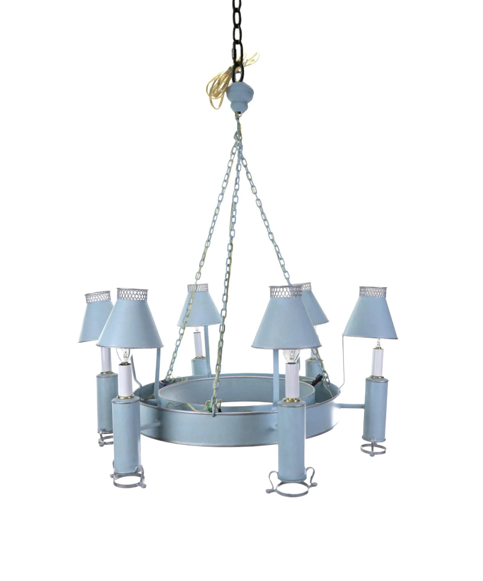 Handmade Iron Classic Ring Light Blue Silver-Plated Edge Six-Light Chandelier - 8