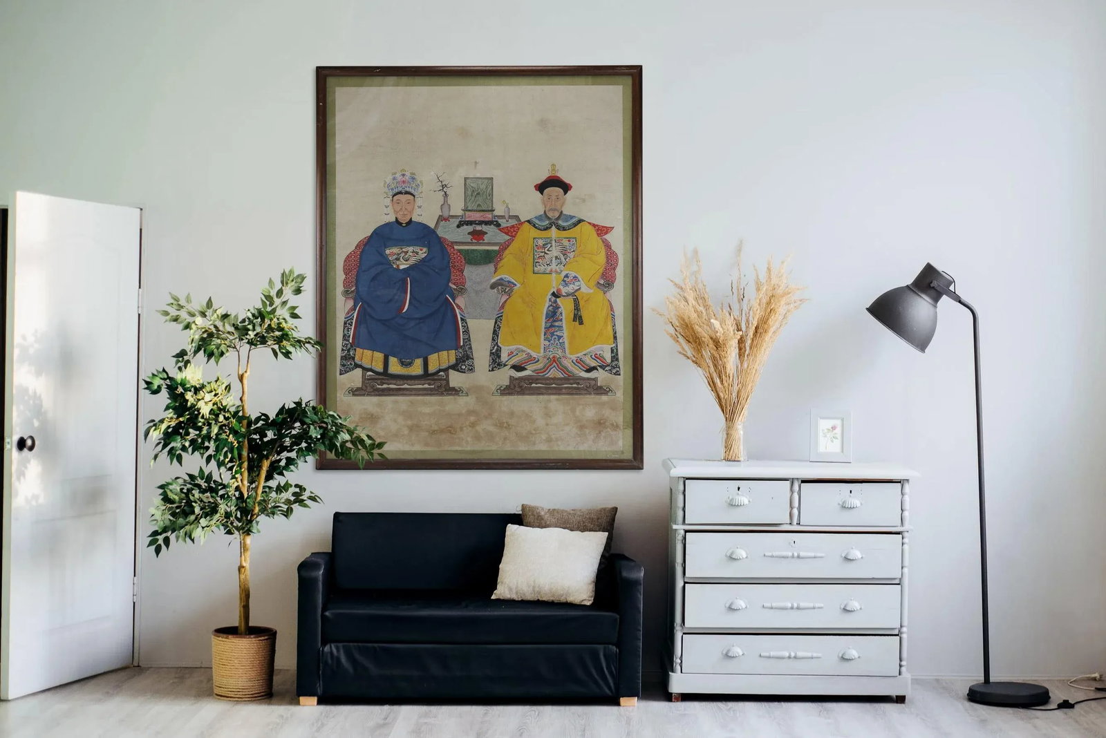 Large Framed Mid-Qing Dynasty Chinese Meticulous Ancestor Portraits Painting - 11