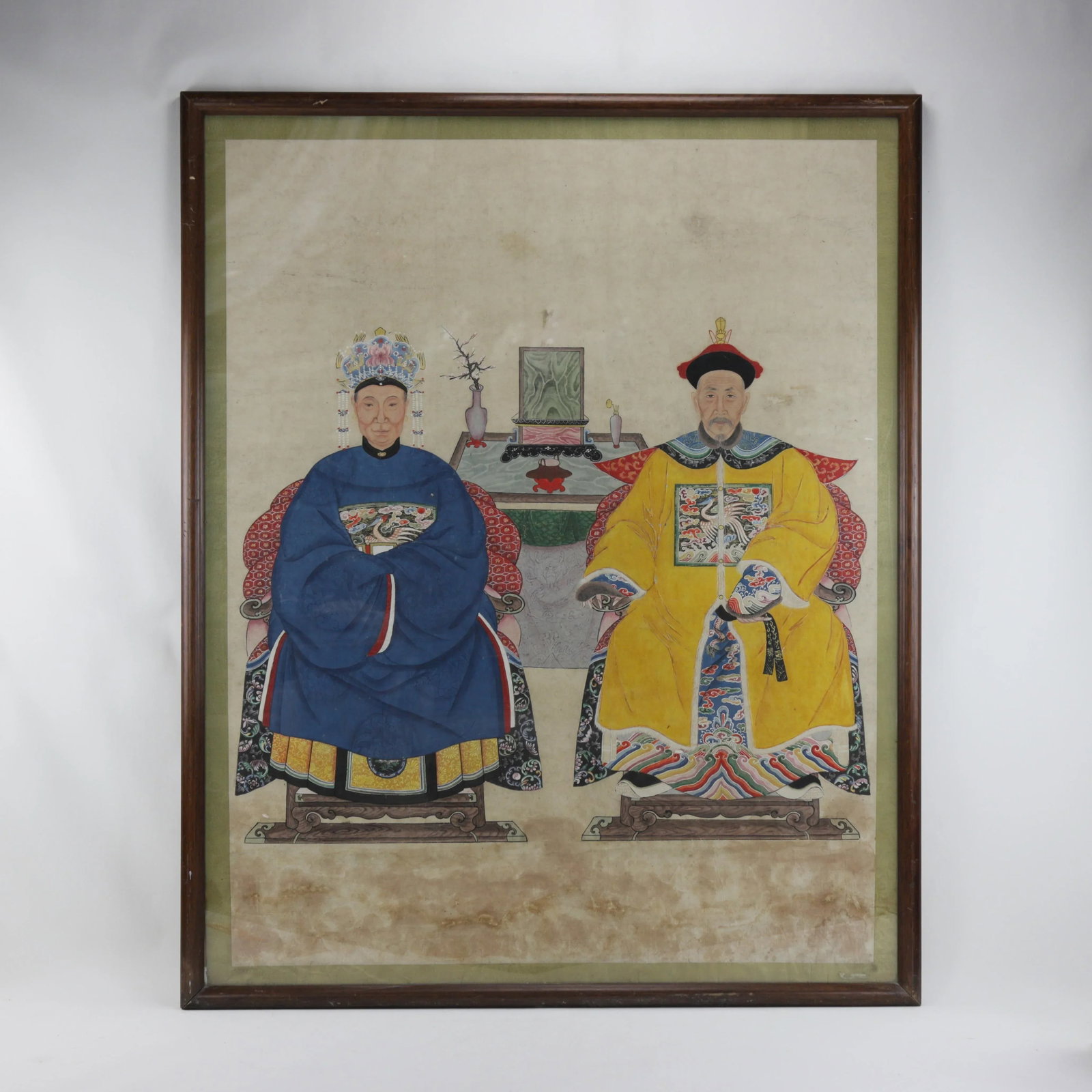 Large Framed Mid-Qing Dynasty Chinese Meticulous Ancestor Portraits Painting - 12