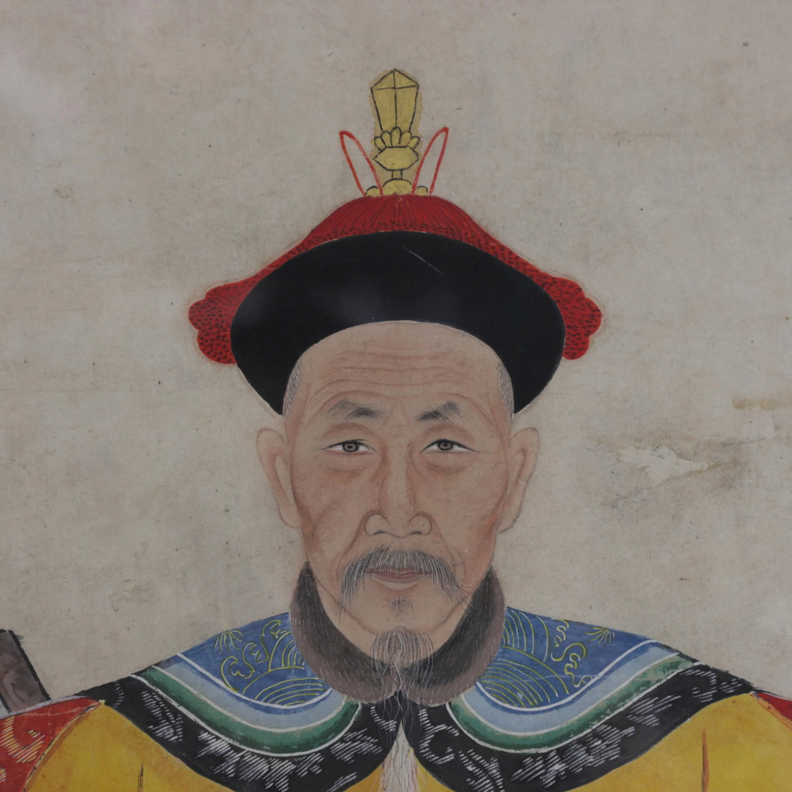 Large Framed Mid-Qing Dynasty Chinese Meticulous Ancestor Portraits Painting - 7