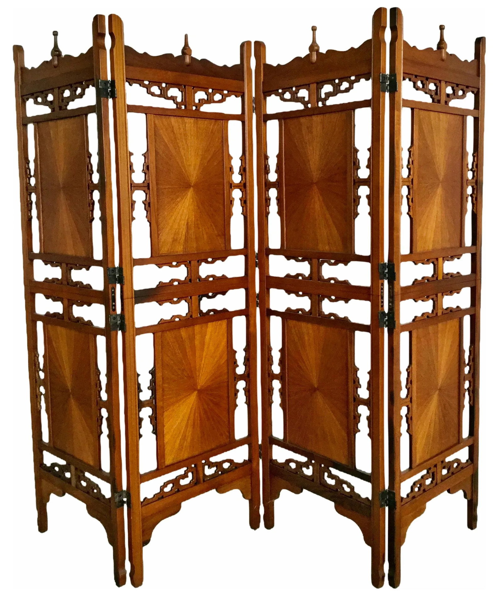 1970s Vintage Hand Carved Rosewood Shoji Screen Room Divider - 2