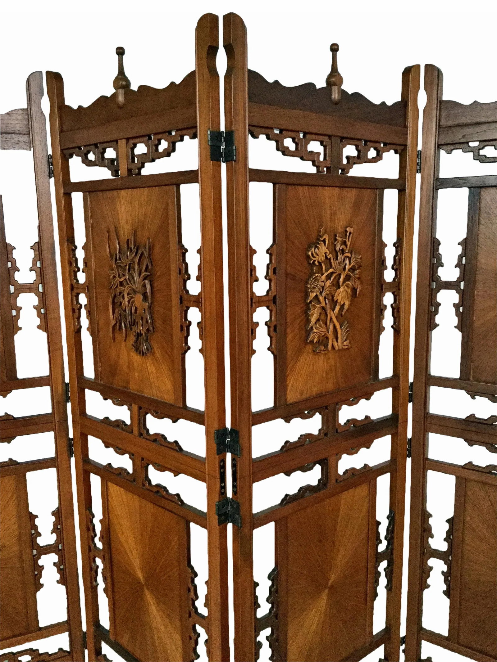 1970s Vintage Hand Carved Rosewood Shoji Screen Room Divider - 3