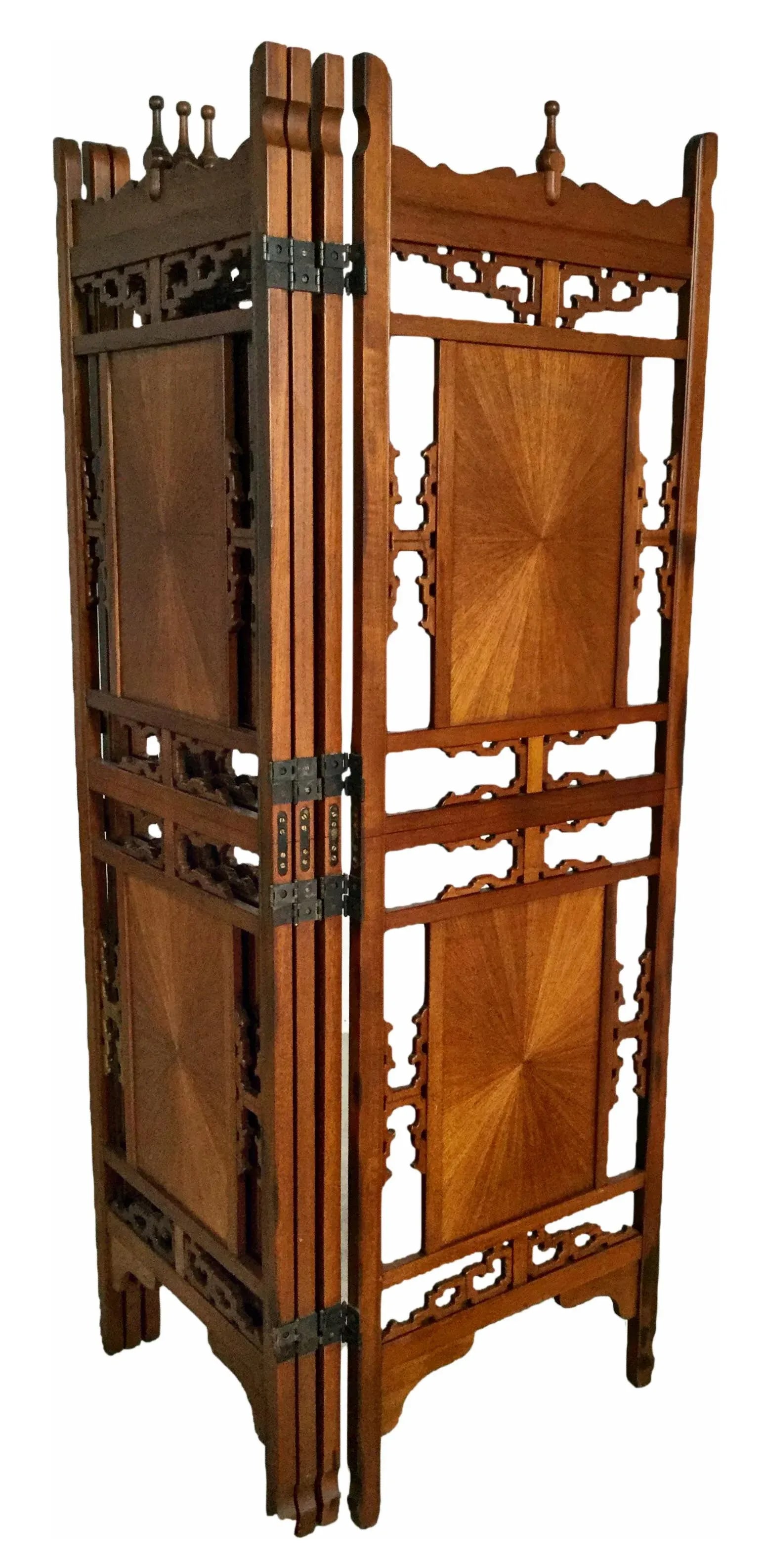 1970s Vintage Hand Carved Rosewood Shoji Screen Room Divider - 4