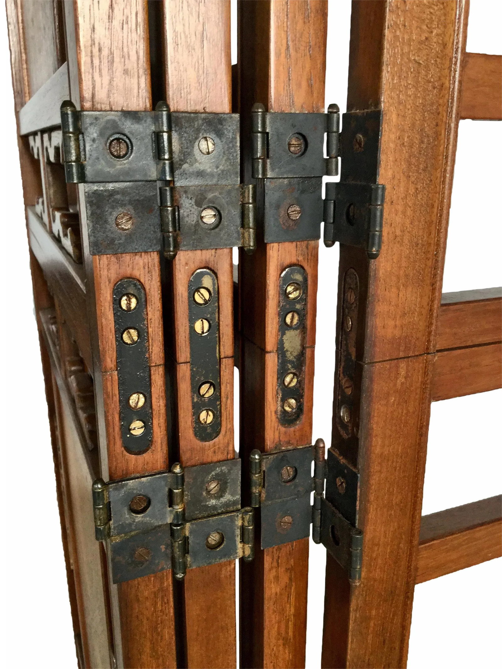 1970s Vintage Hand Carved Rosewood Shoji Screen Room Divider - 5