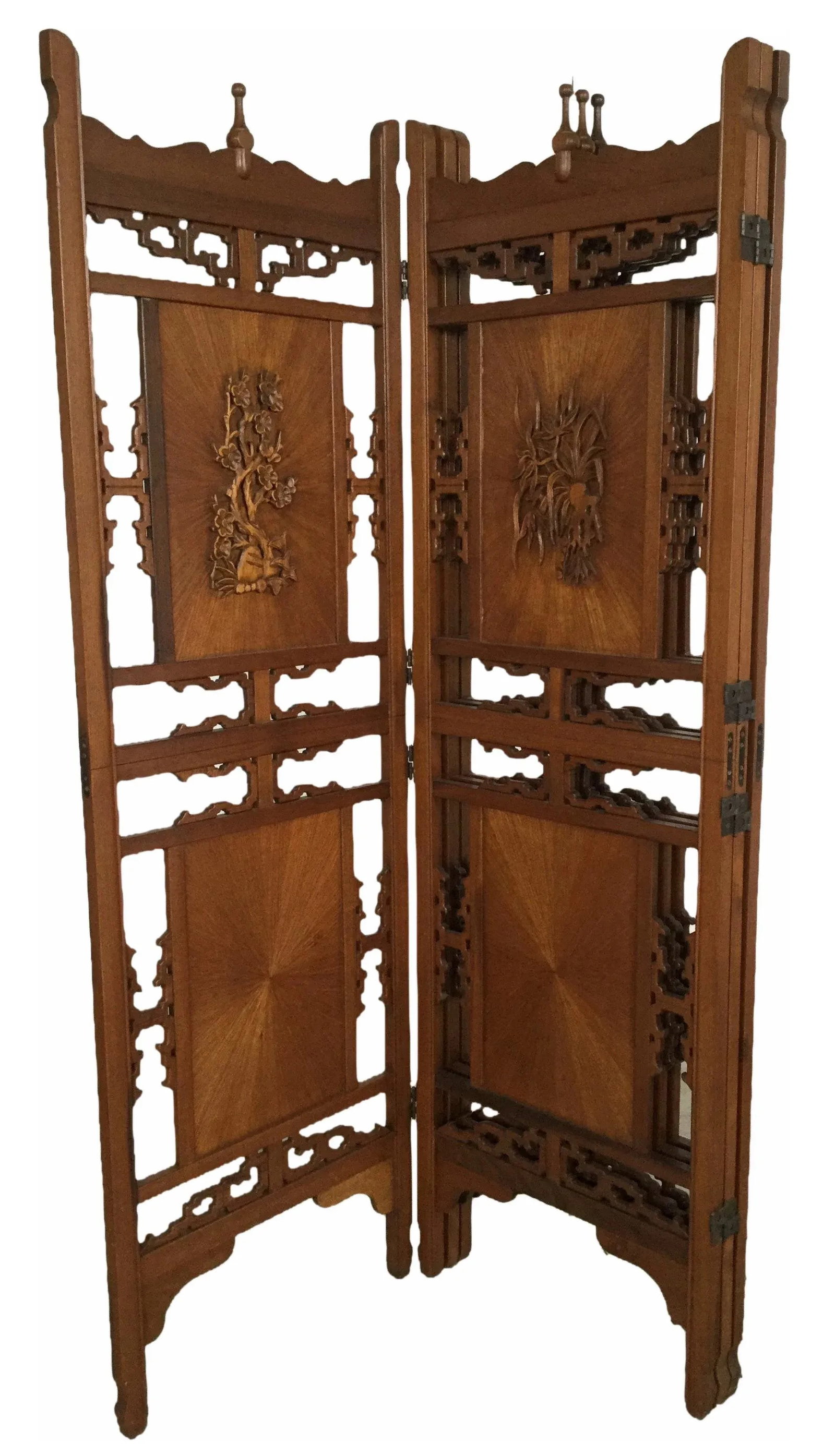 1970s Vintage Hand Carved Rosewood Shoji Screen Room Divider - 6