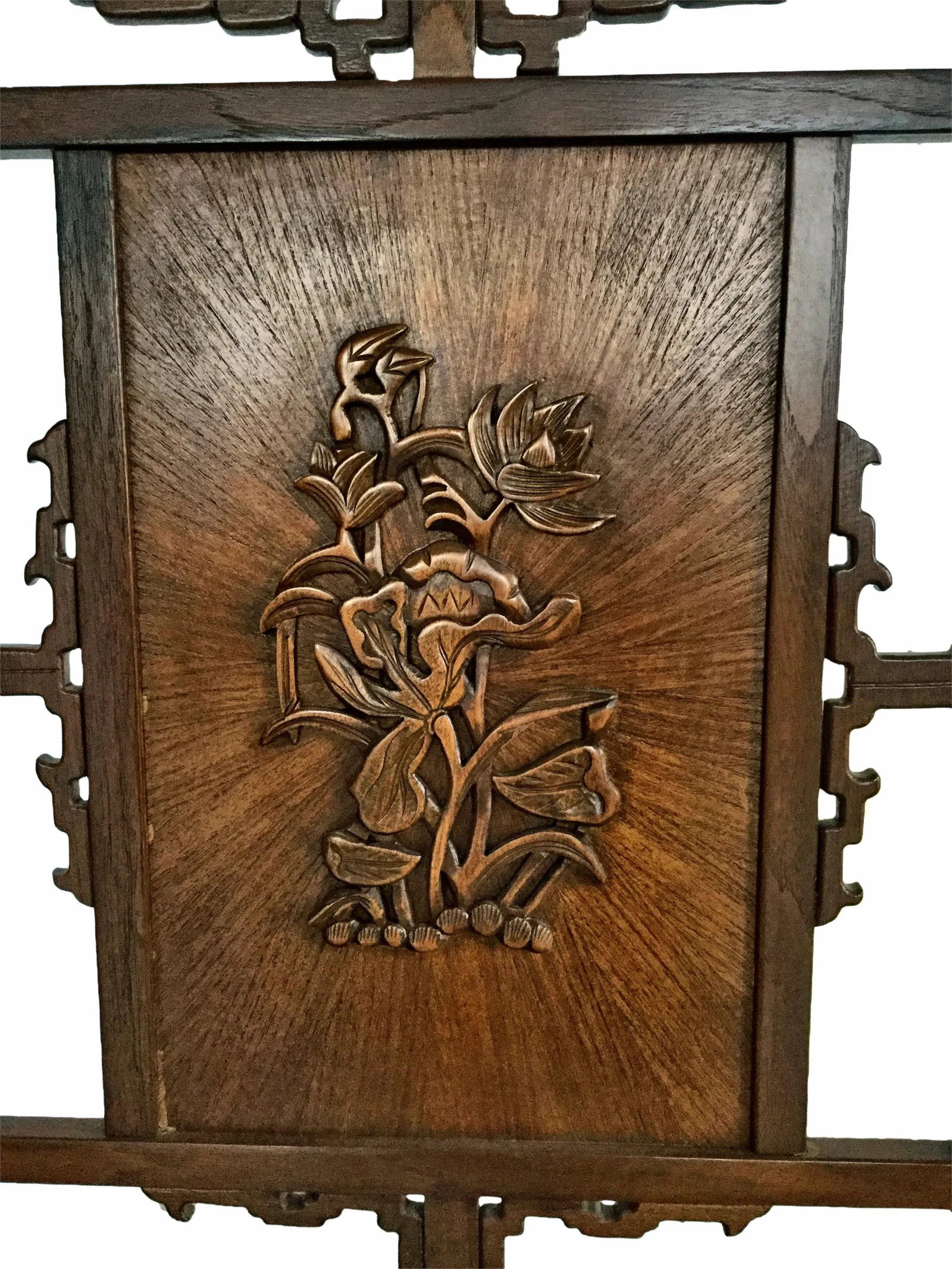 1970s Vintage Hand Carved Rosewood Shoji Screen Room Divider - 7