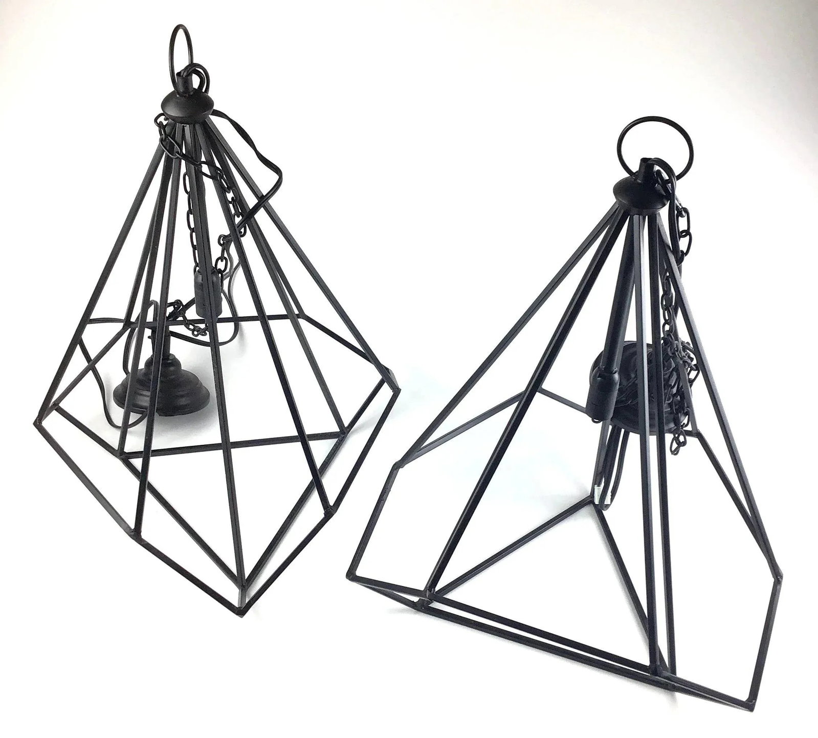 Black Modern Hanging Ceiling Chandeliers - a Pair - 12