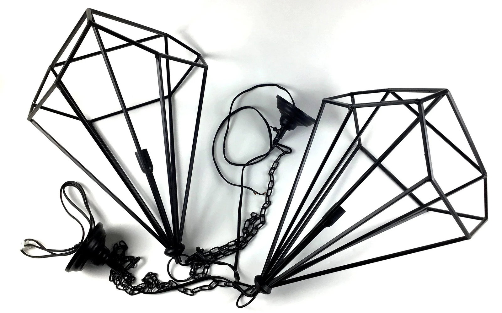 Black Modern Hanging Ceiling Chandeliers - a Pair - 3