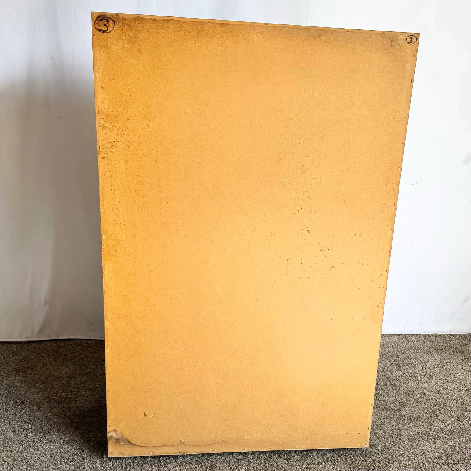 Postmodern Cream Laminate Highboy Dresser With Gold Accents - 9