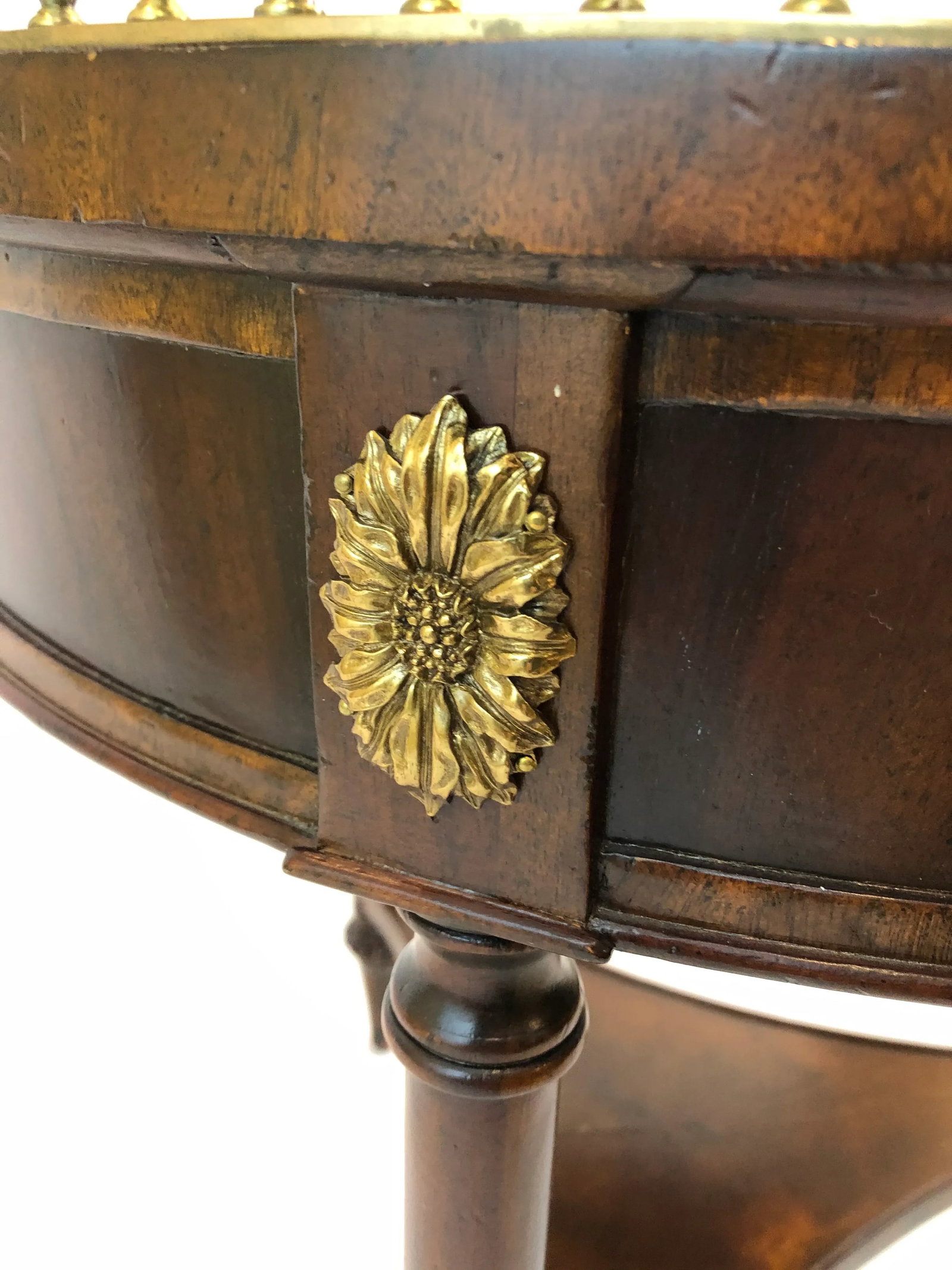 Maitland Smith 3 Drawer Round Side Table With Faux Marble Top - 11
