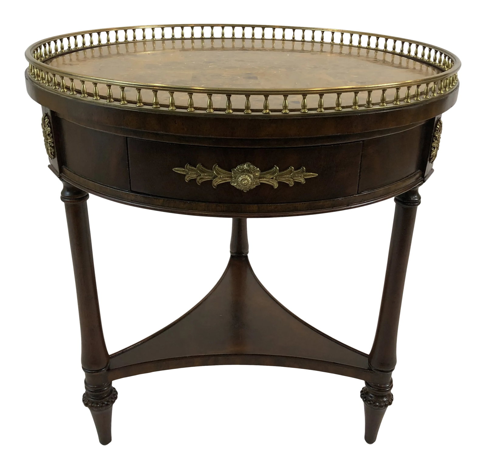 Maitland Smith 3 Drawer Round Side Table With Faux Marble Top (1 of 12)