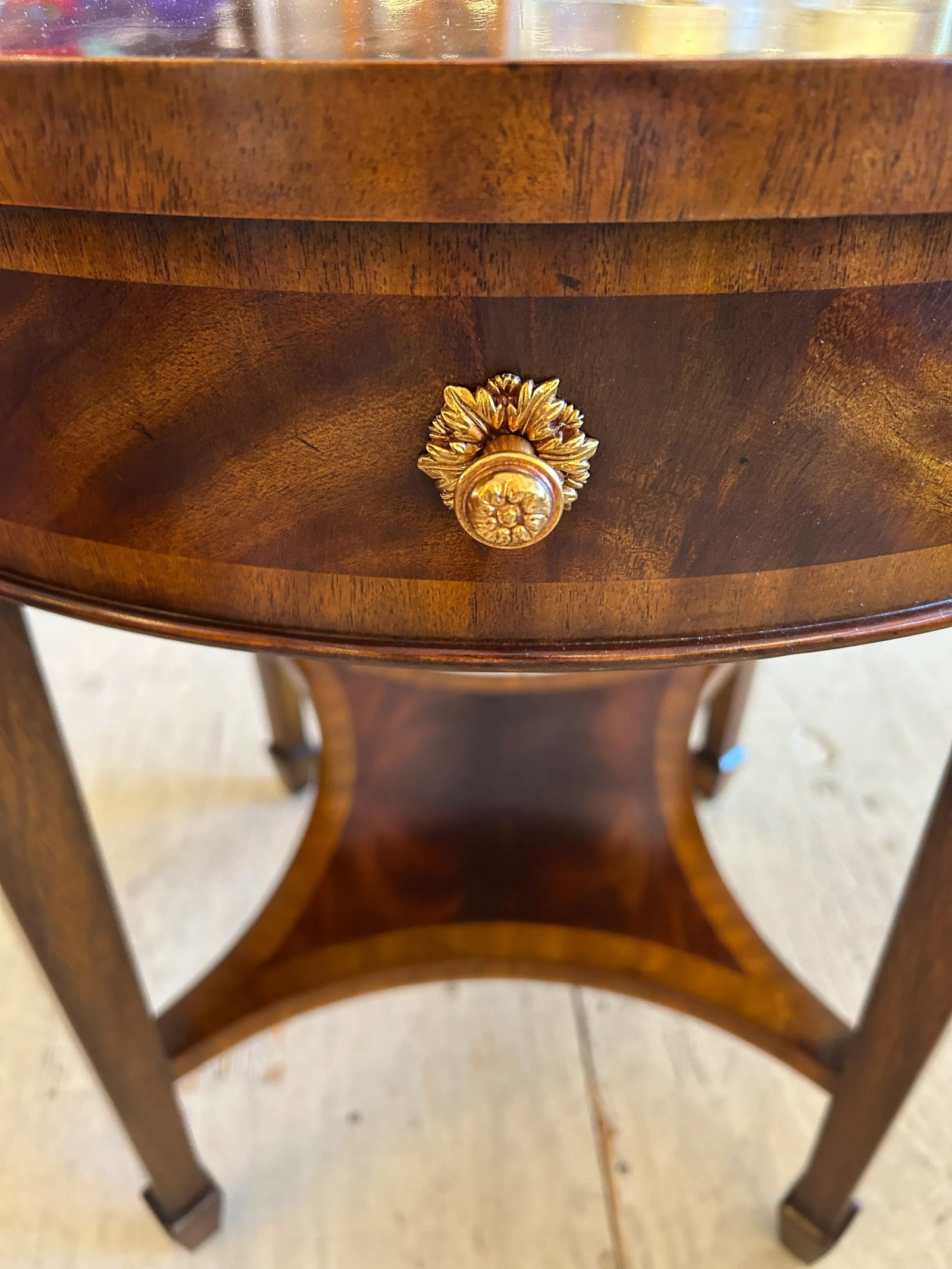 Maitland Smith Round End Table With Single Drawer - 3