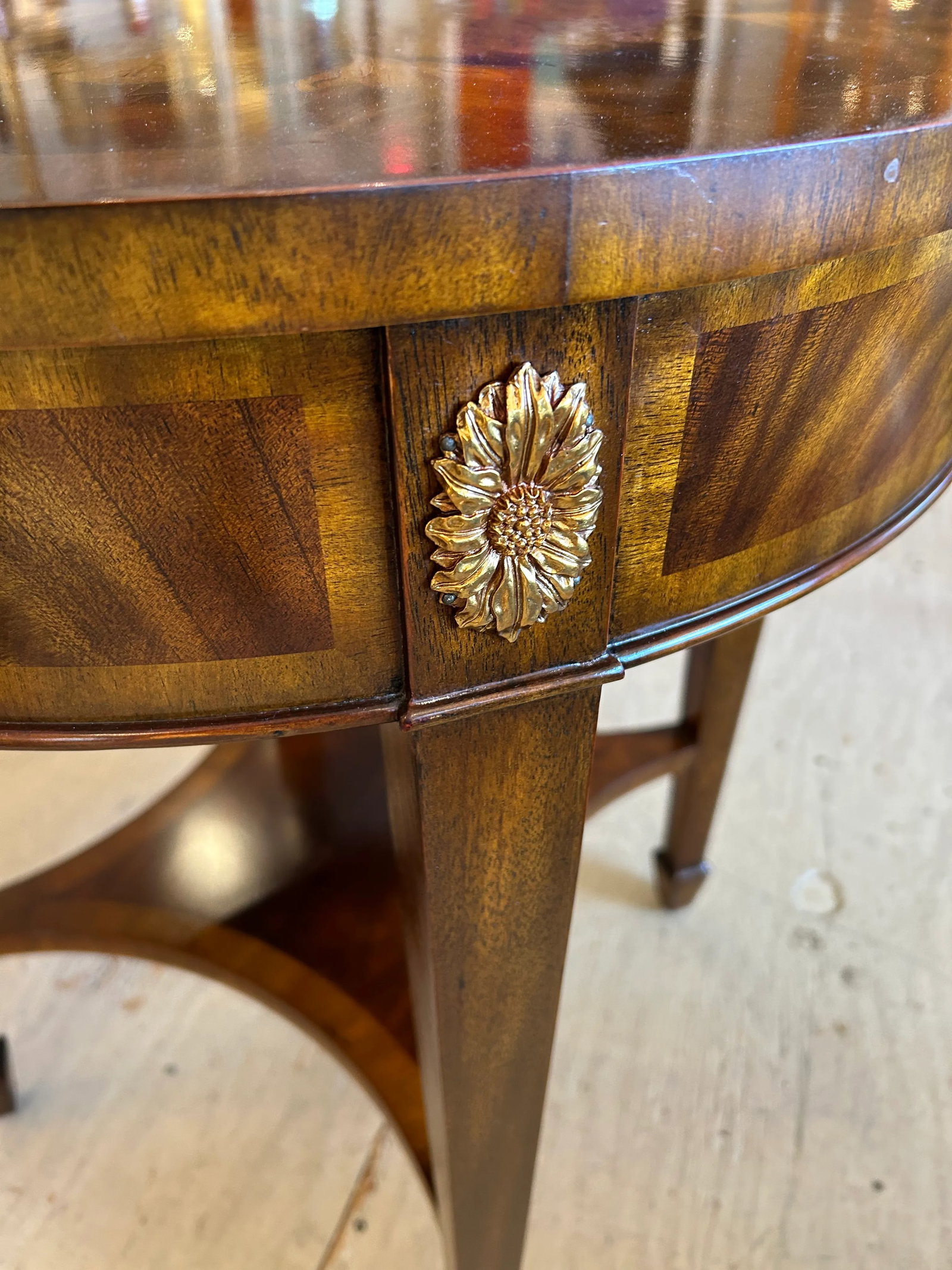 Maitland Smith Round End Table With Single Drawer - 4