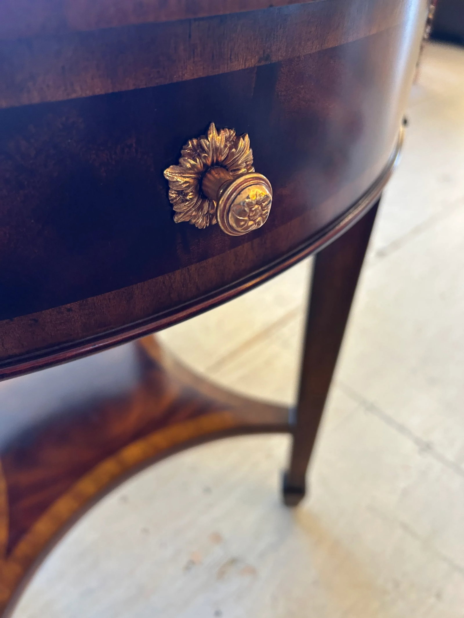 Maitland Smith Round End Table With Single Drawer - 7