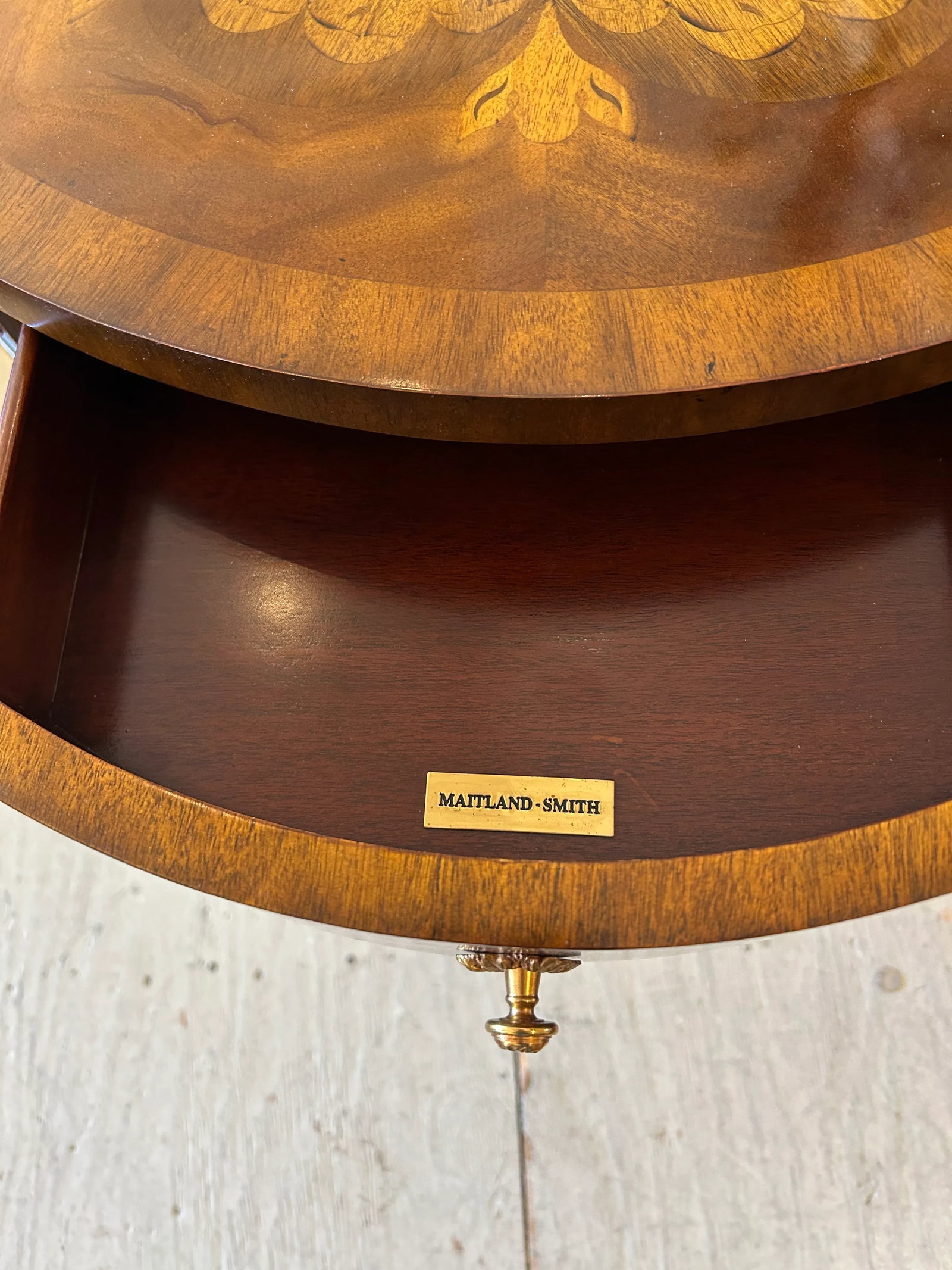 Maitland Smith Round End Table With Single Drawer - 8
