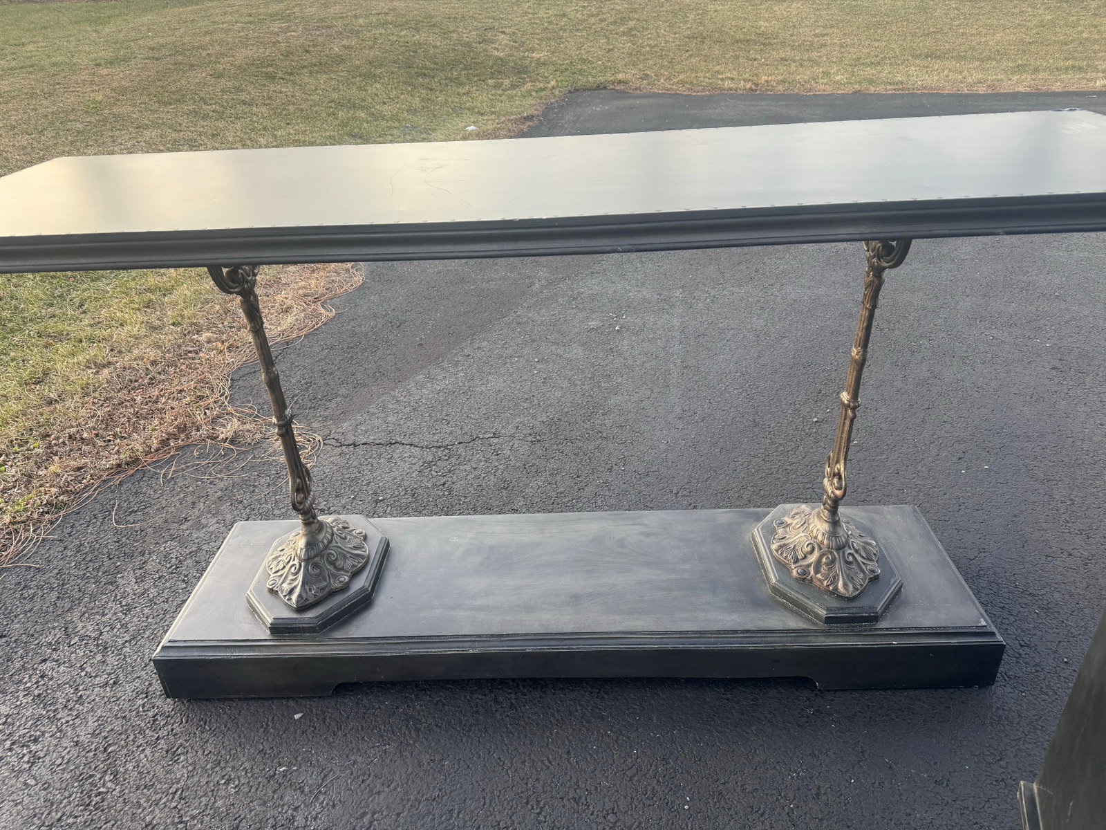 Vintage French Zinc and Cast Iron Console Table Restoration Hardware - 2