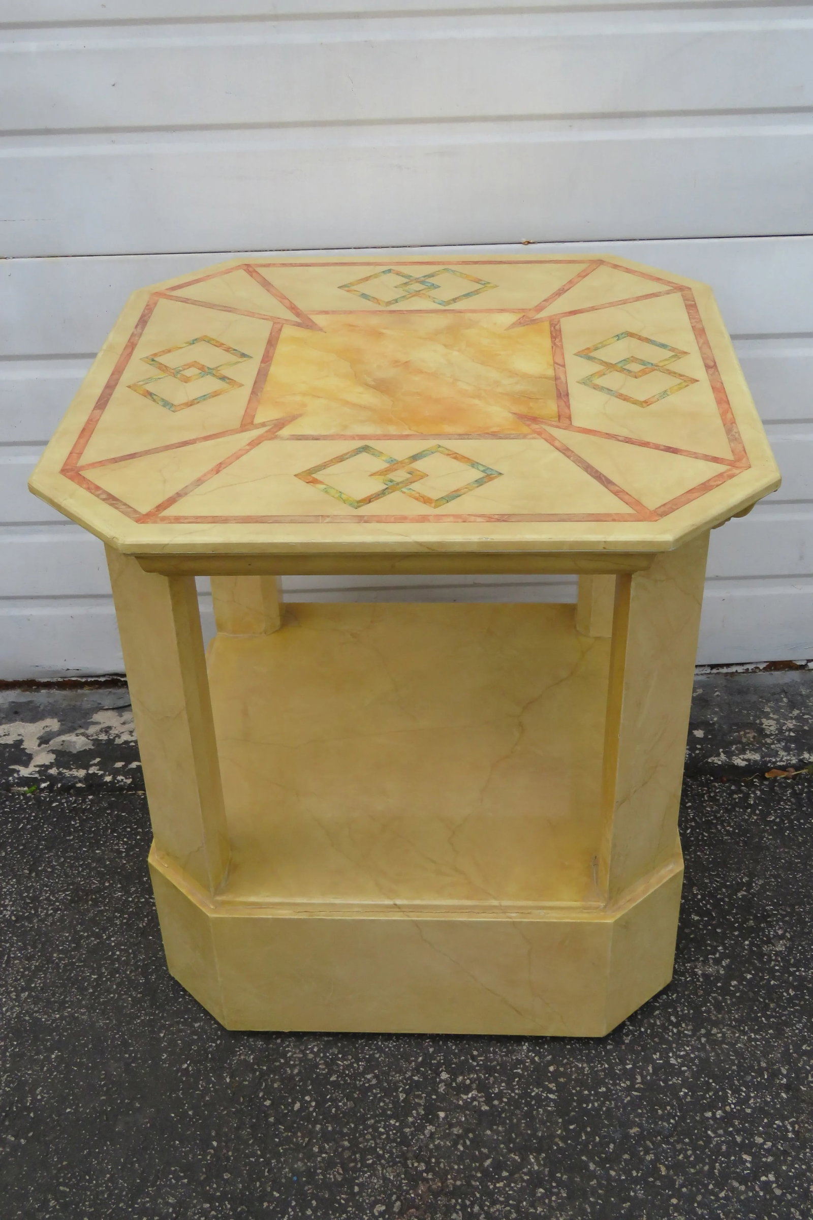 Mid Century Modern Painted Marbleized Side End Tables by Baker - Pair - 5